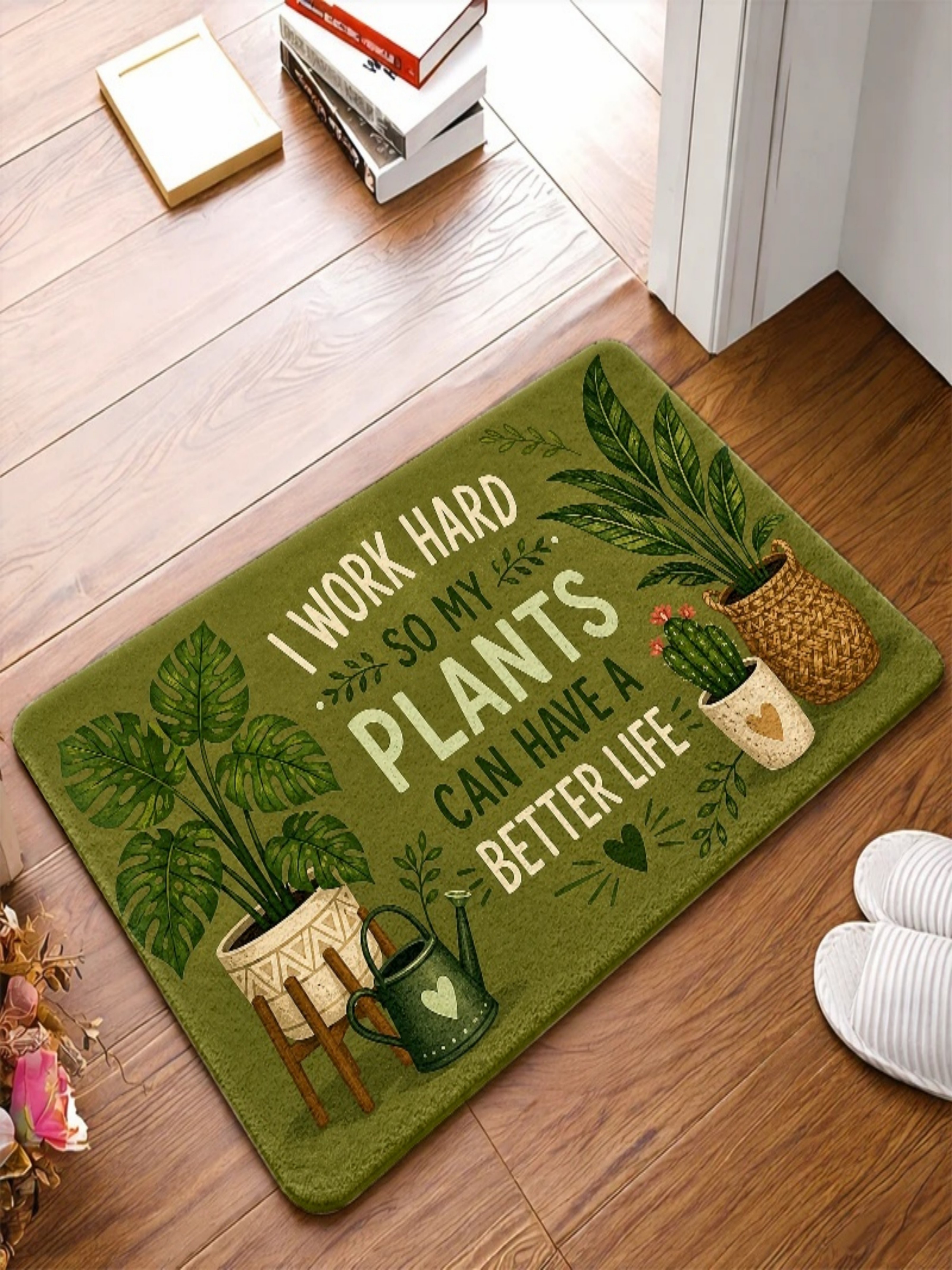 Green Microfiber Plant Lovers Door Mat
