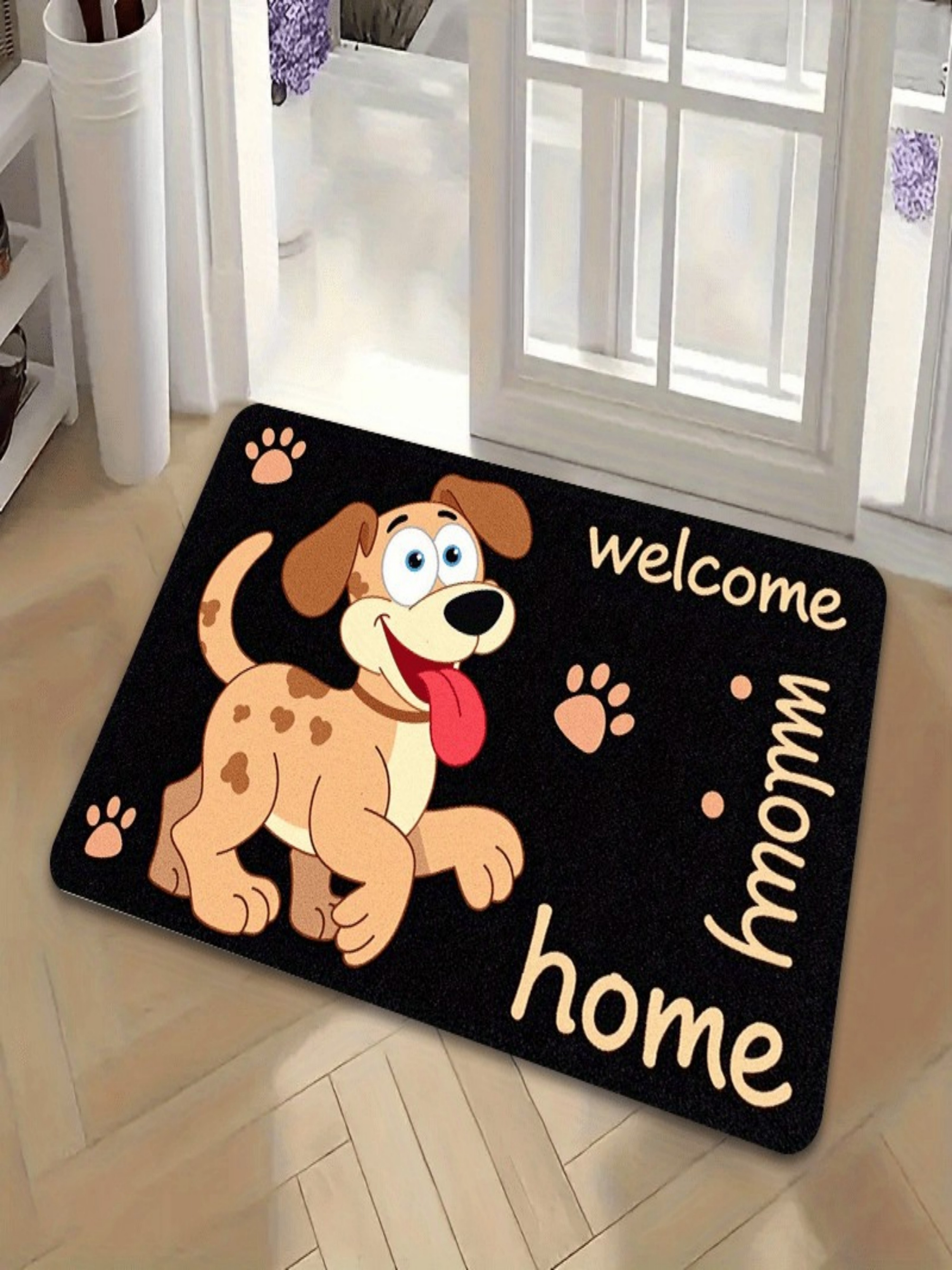 Welcome Home Dog Paw Print Indoor Doormat