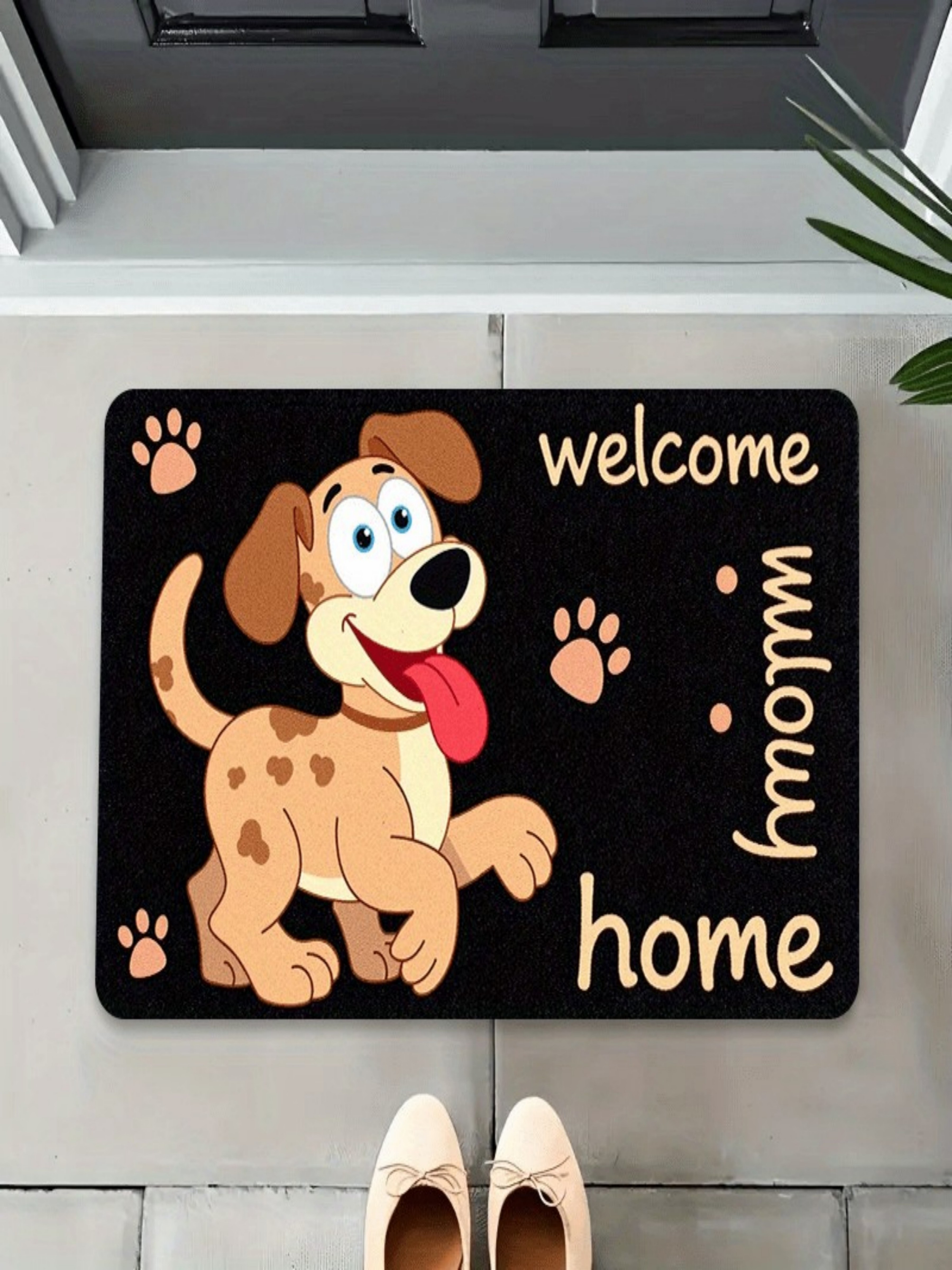 Welcome Home Dog Paw Print Indoor Doormat