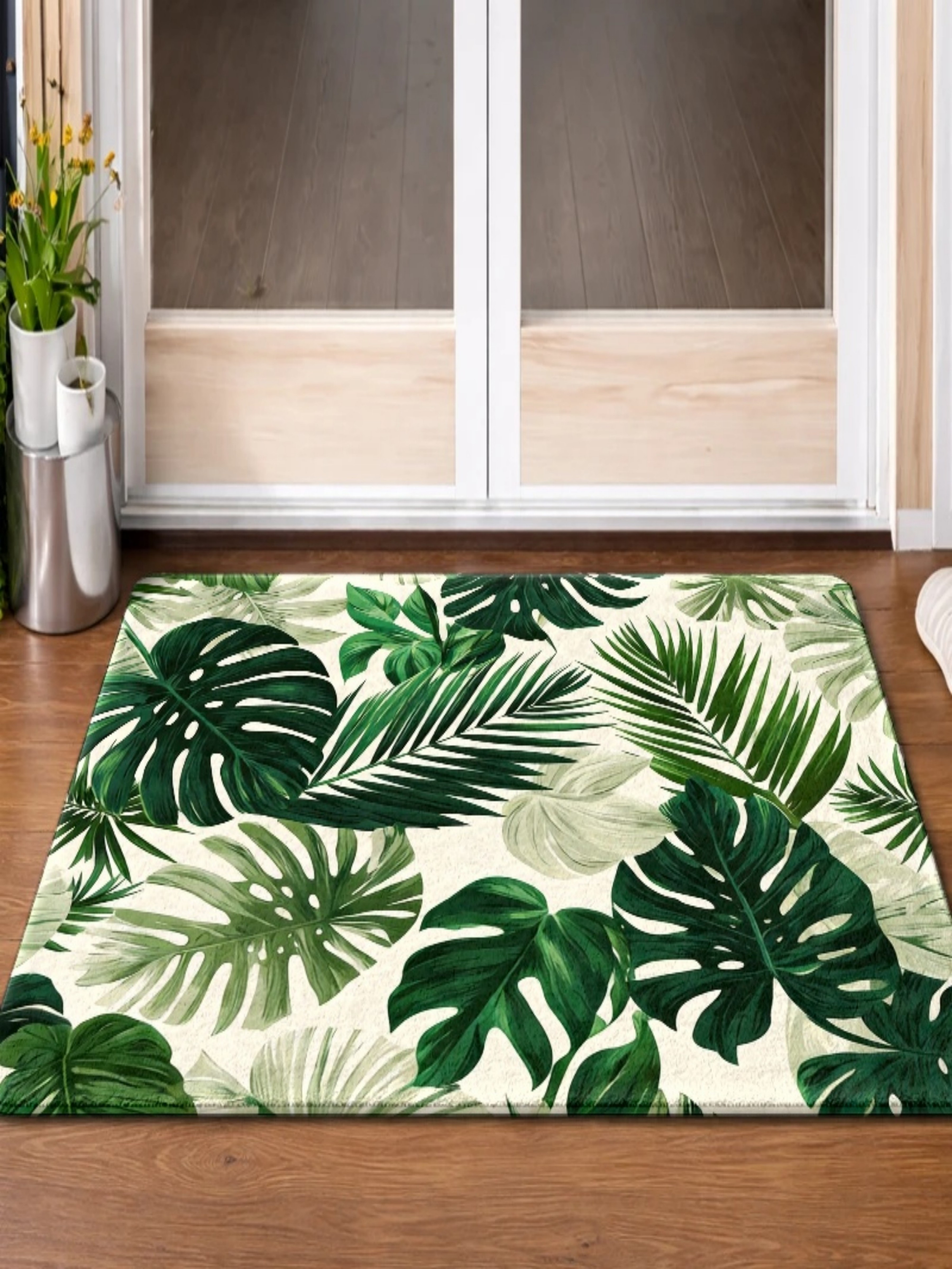 Tropical Monstera and Palm Leaf Indoor Doormat