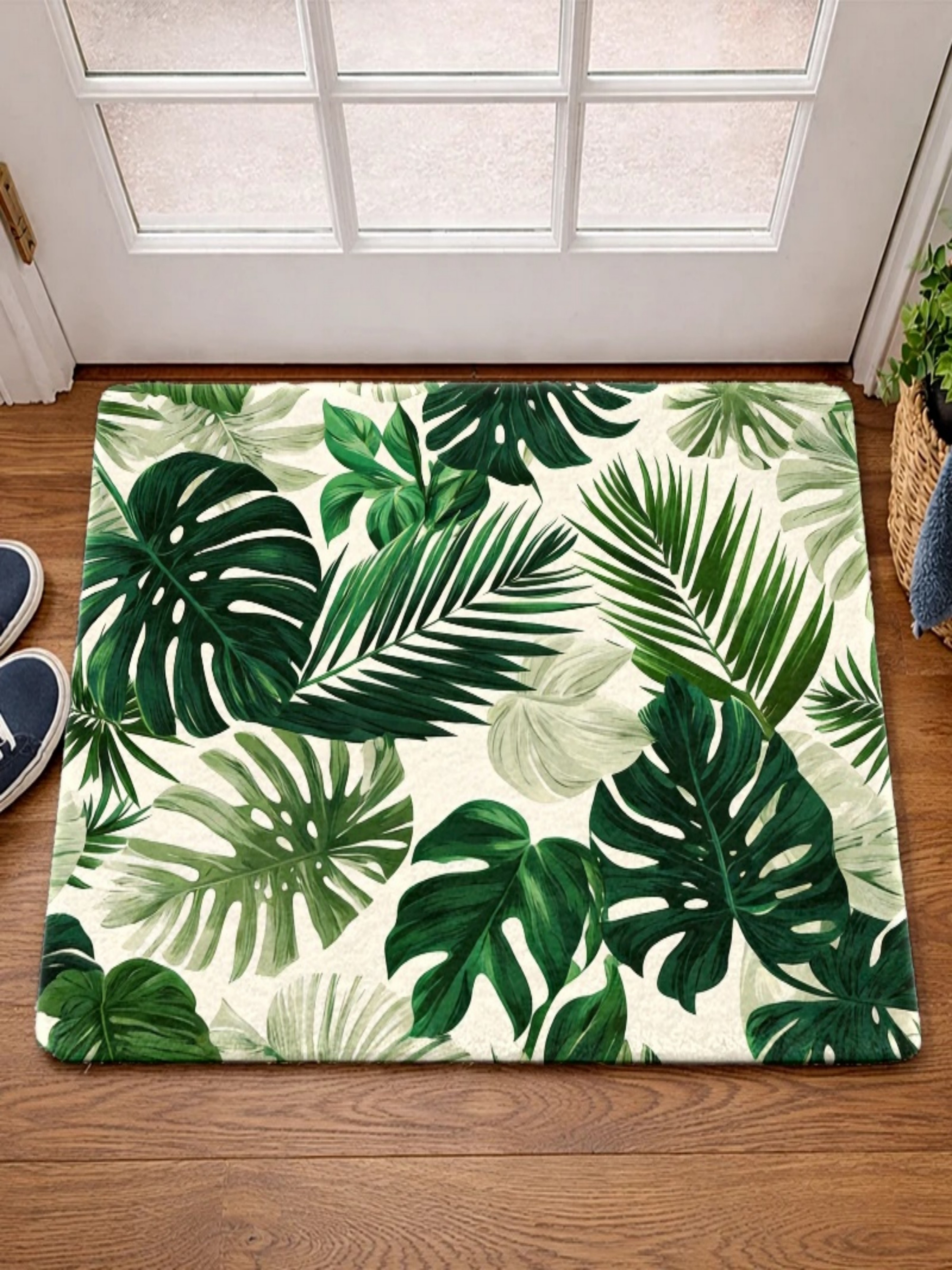 Tropical Monstera and Palm Leaf Indoor Doormat