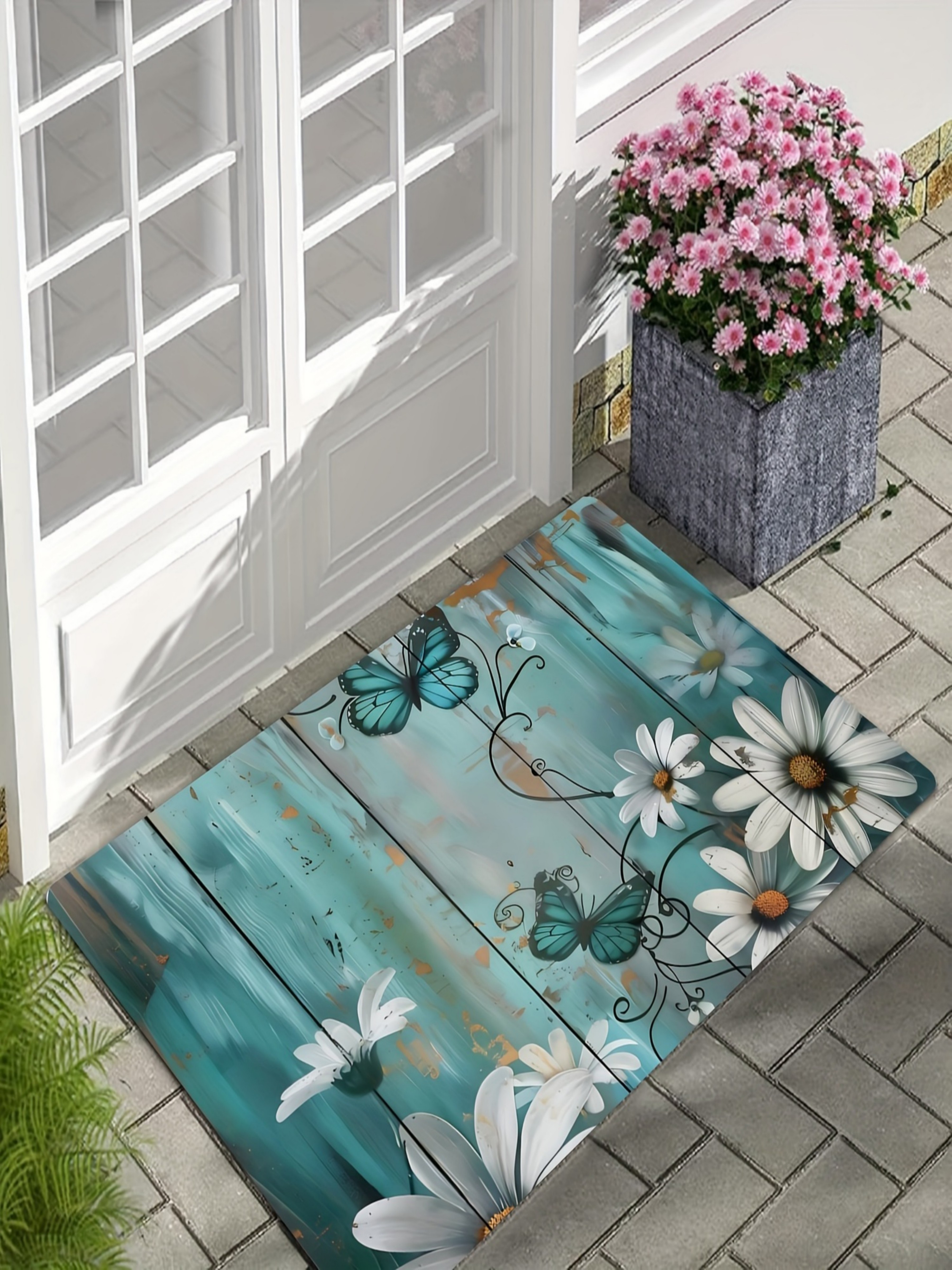 Floral Butterfly Microfiber Indoor Door Mat