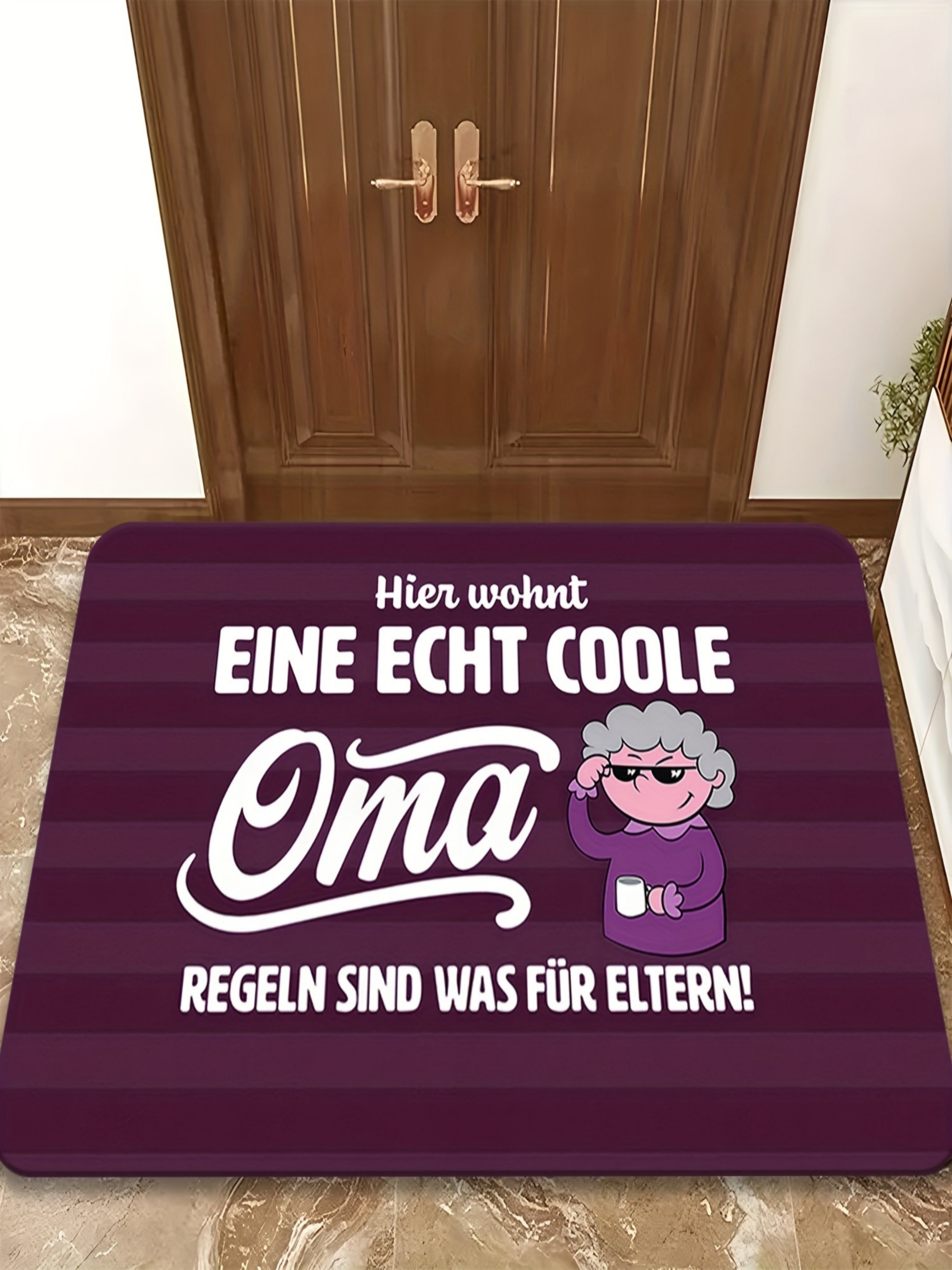 Cool Grandma Striped Microfiber Doormat