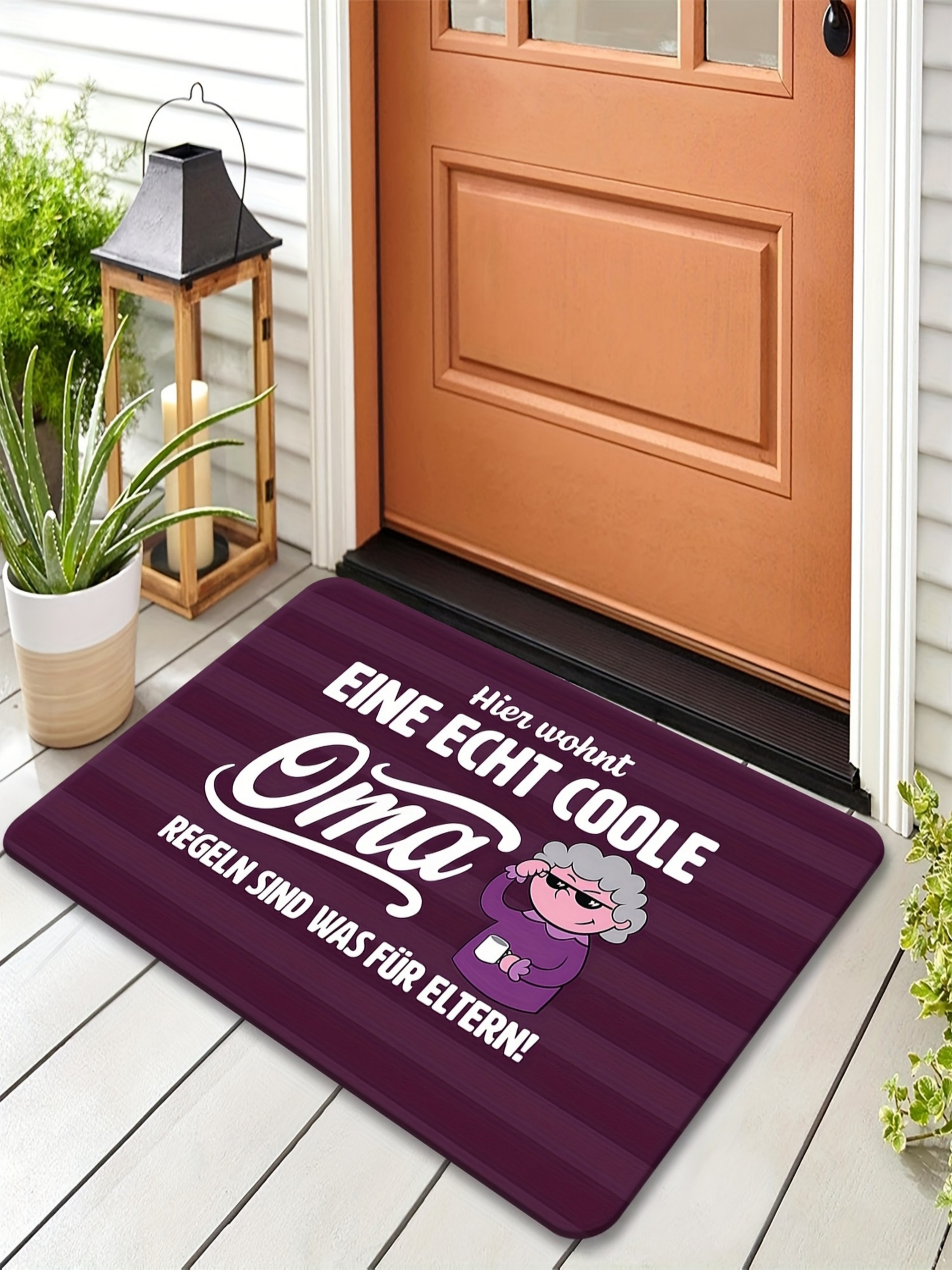 Cool Grandma Striped Microfiber Doormat