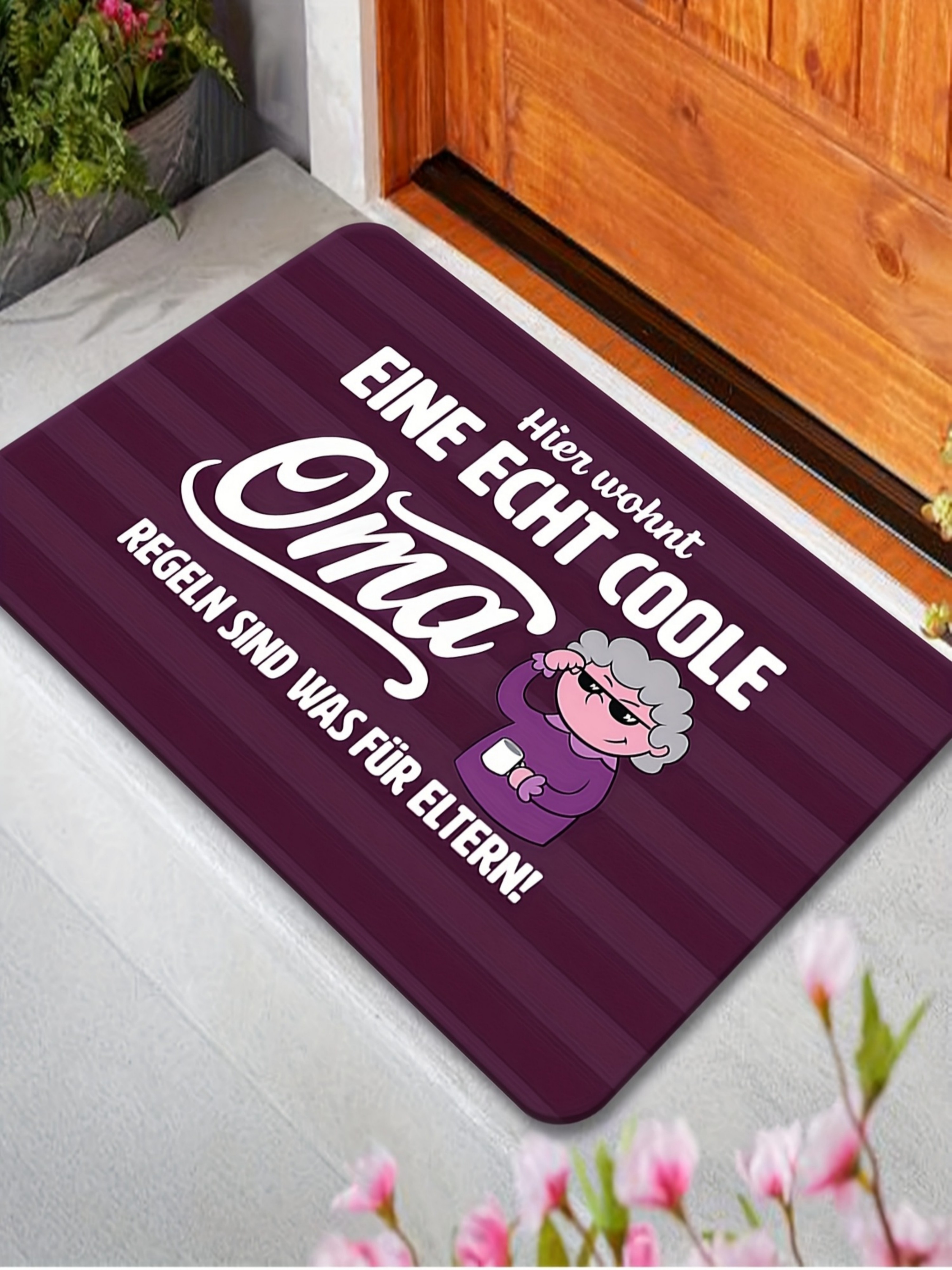 Cool Grandma Striped Microfiber Doormat