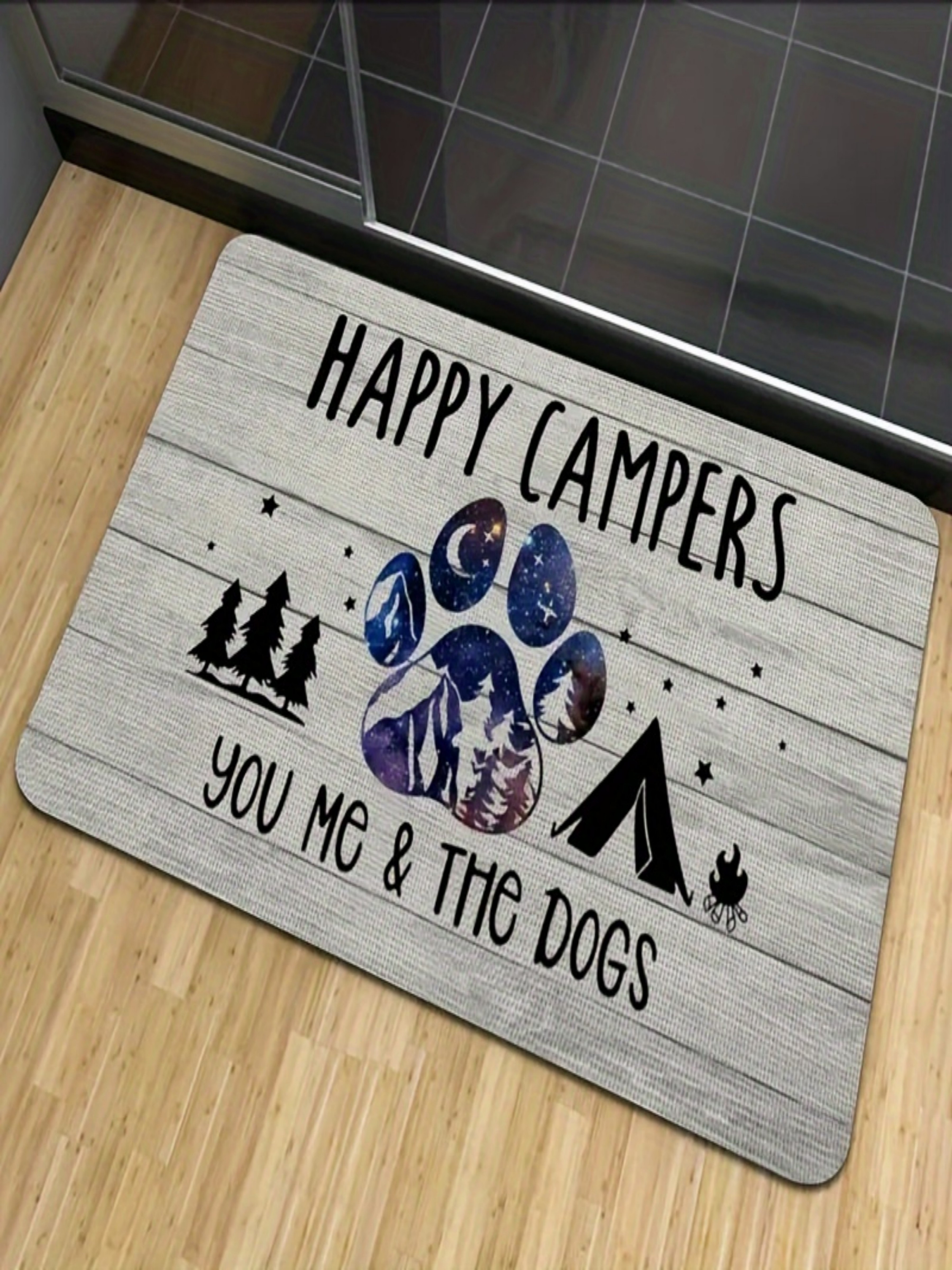 Grey Microfiber Camping Dog Paw Door Mat