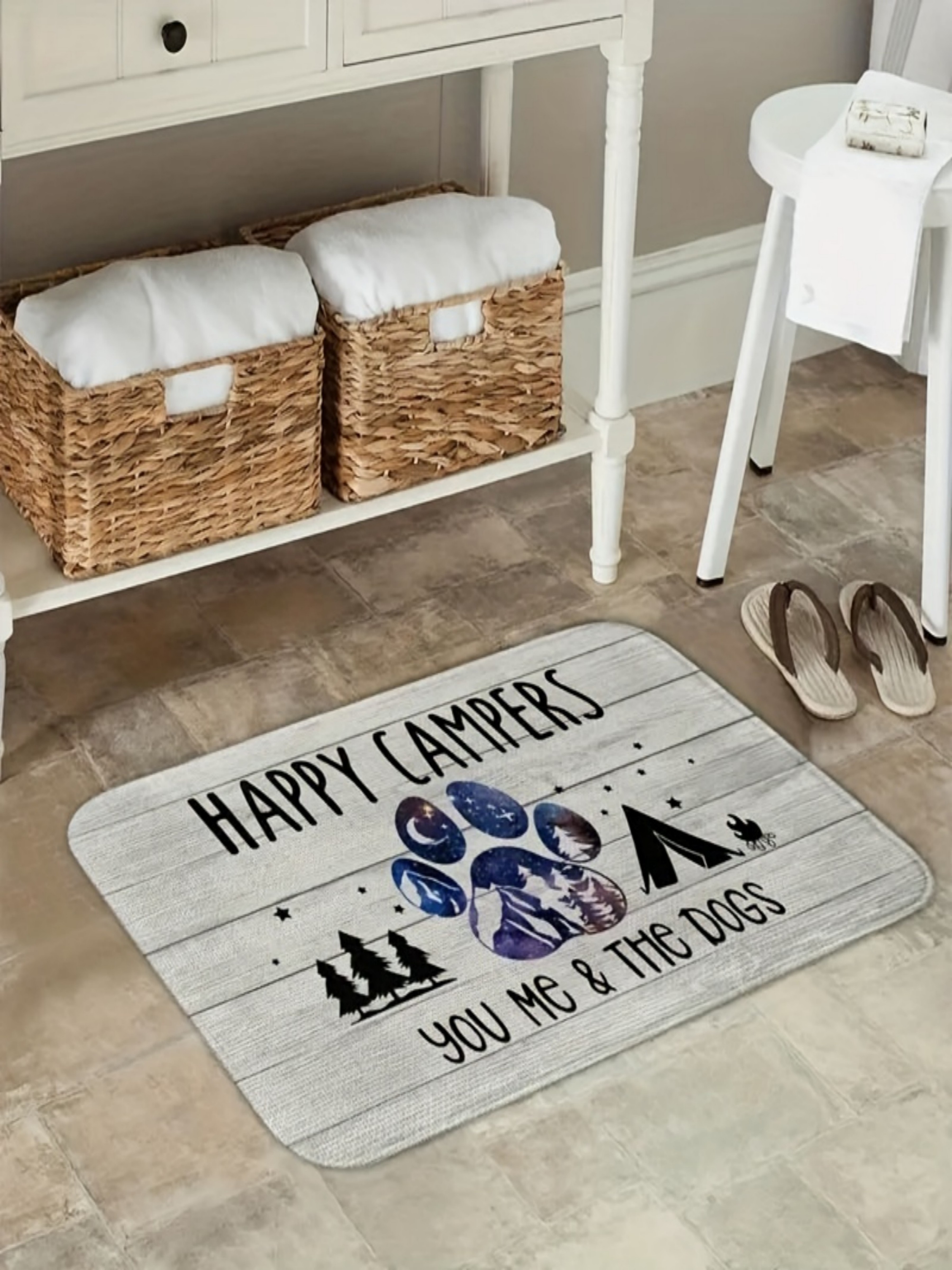 Grey Microfiber Camping Dog Paw Door Mat