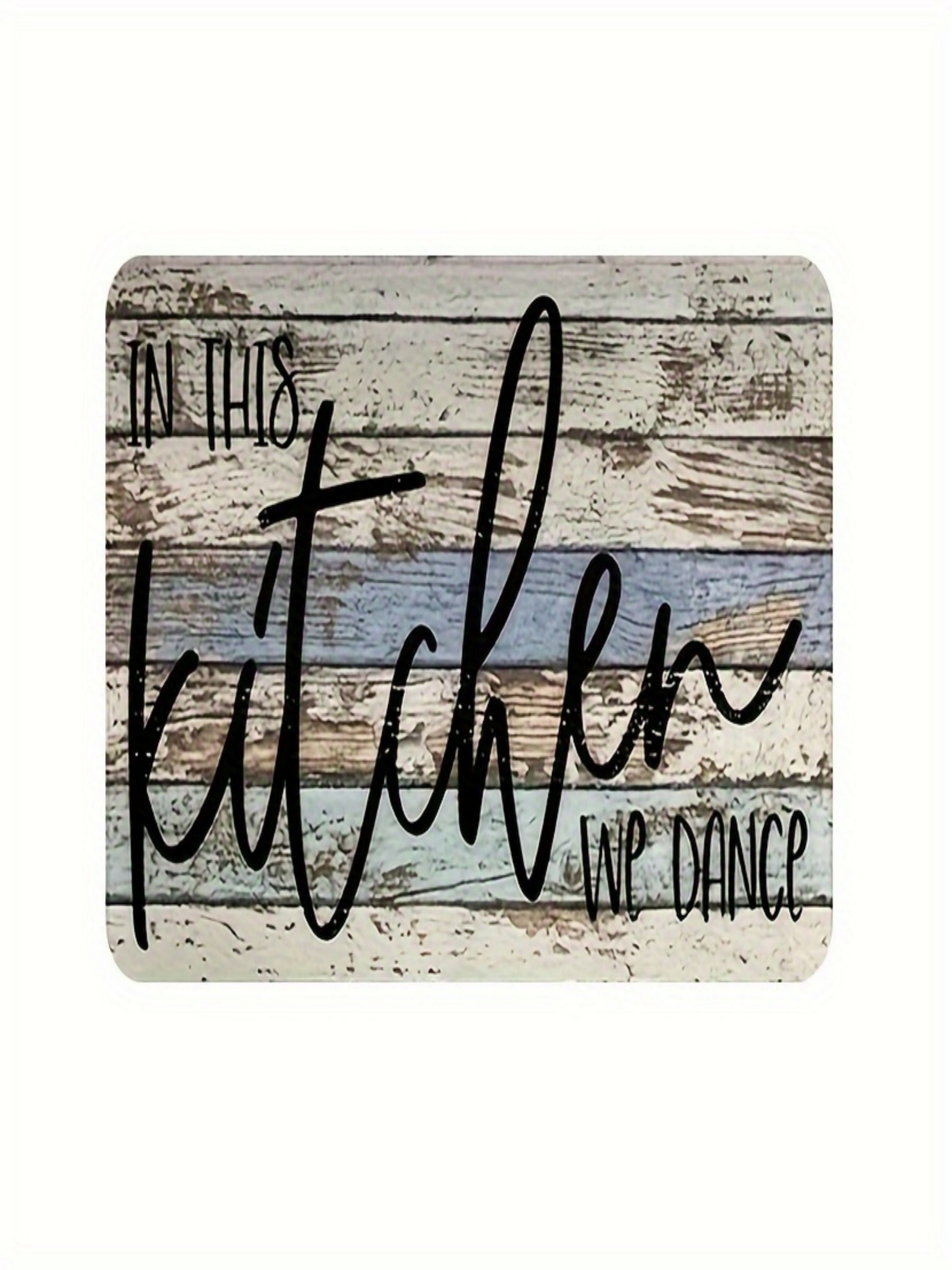 Rustic In This Kitchen We Dance Microfiber Flatweave Mat