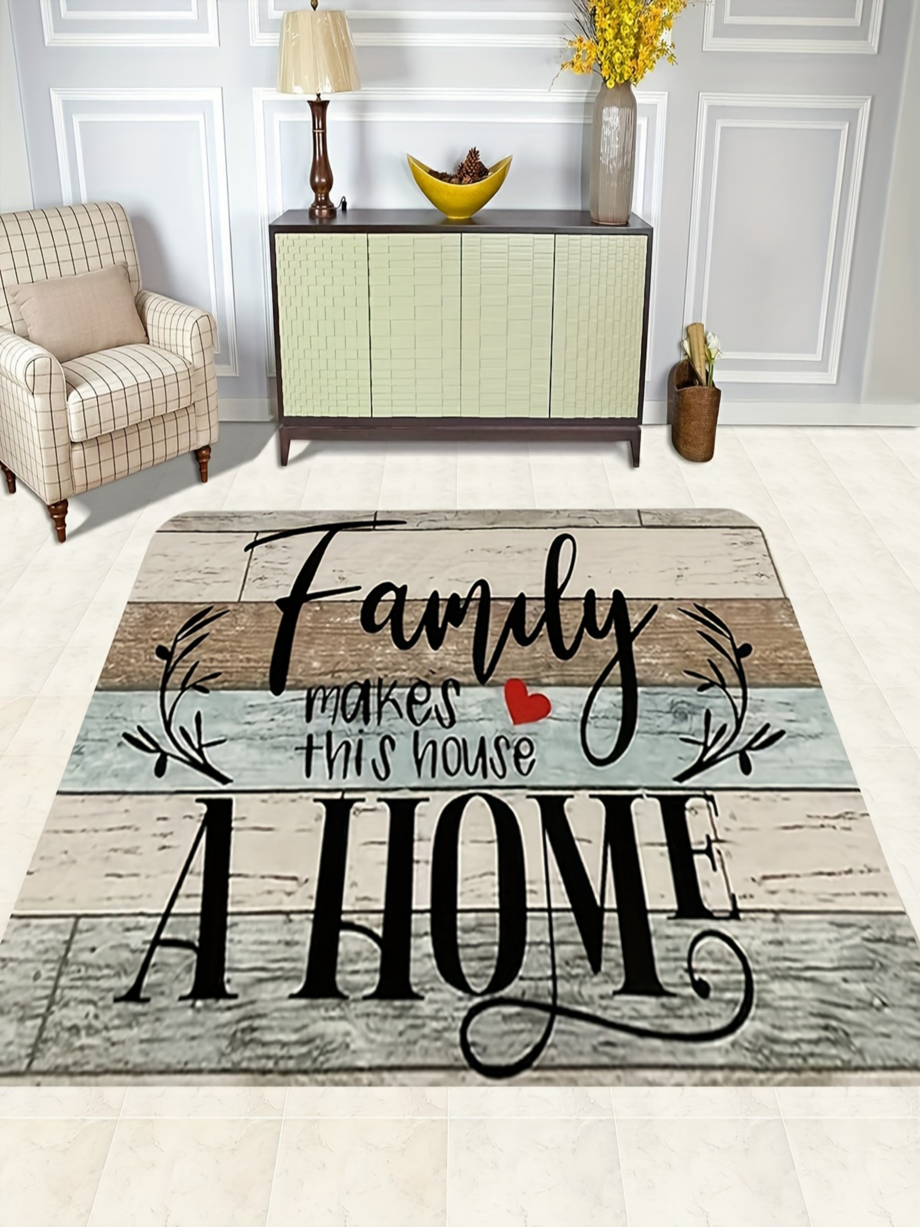 Family Makes This House A Home Printed Microfiber Indoor Rug