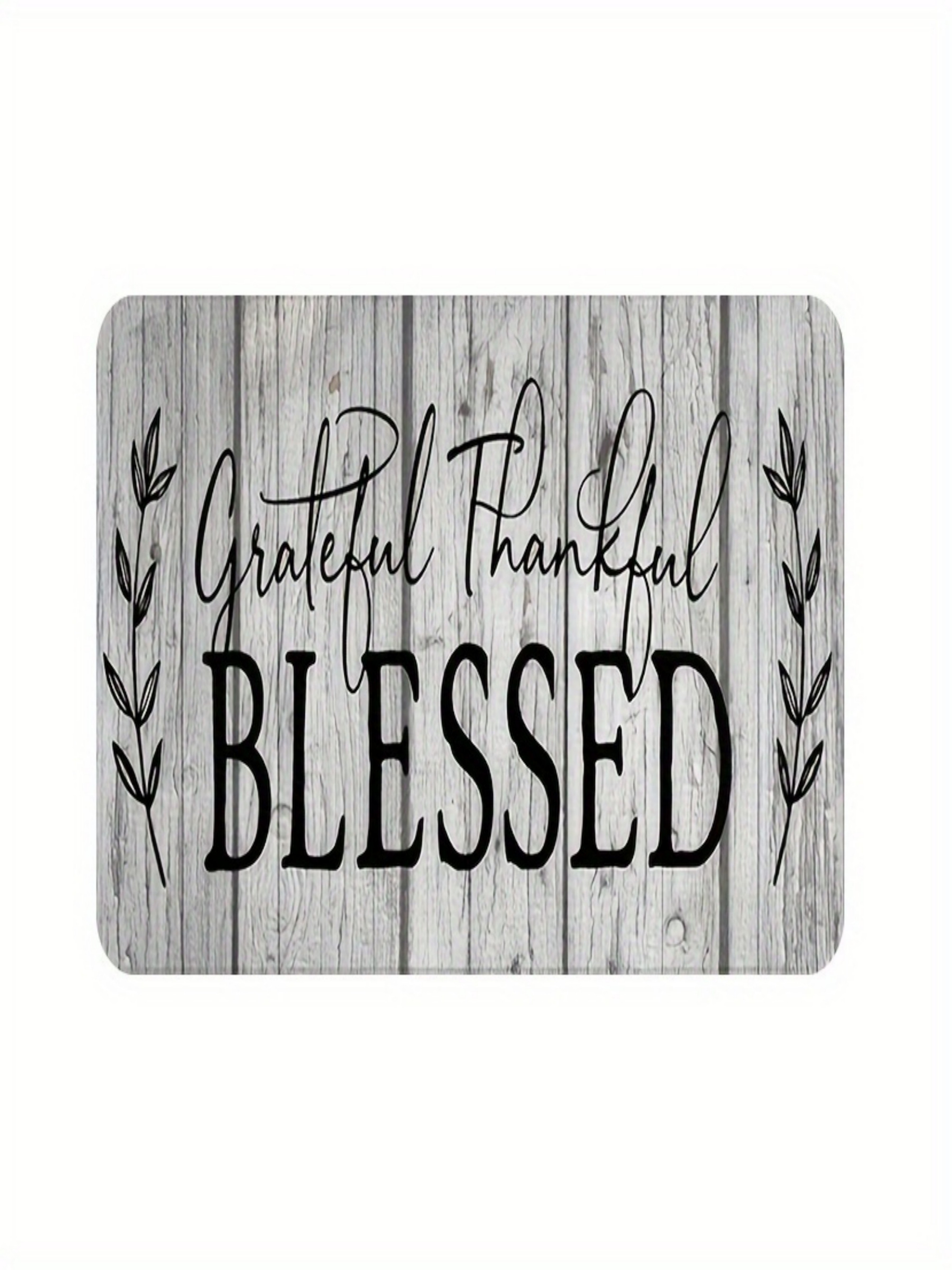 Grateful Thankful Blessed Grey Microfiber Indoor Flatweave Rug