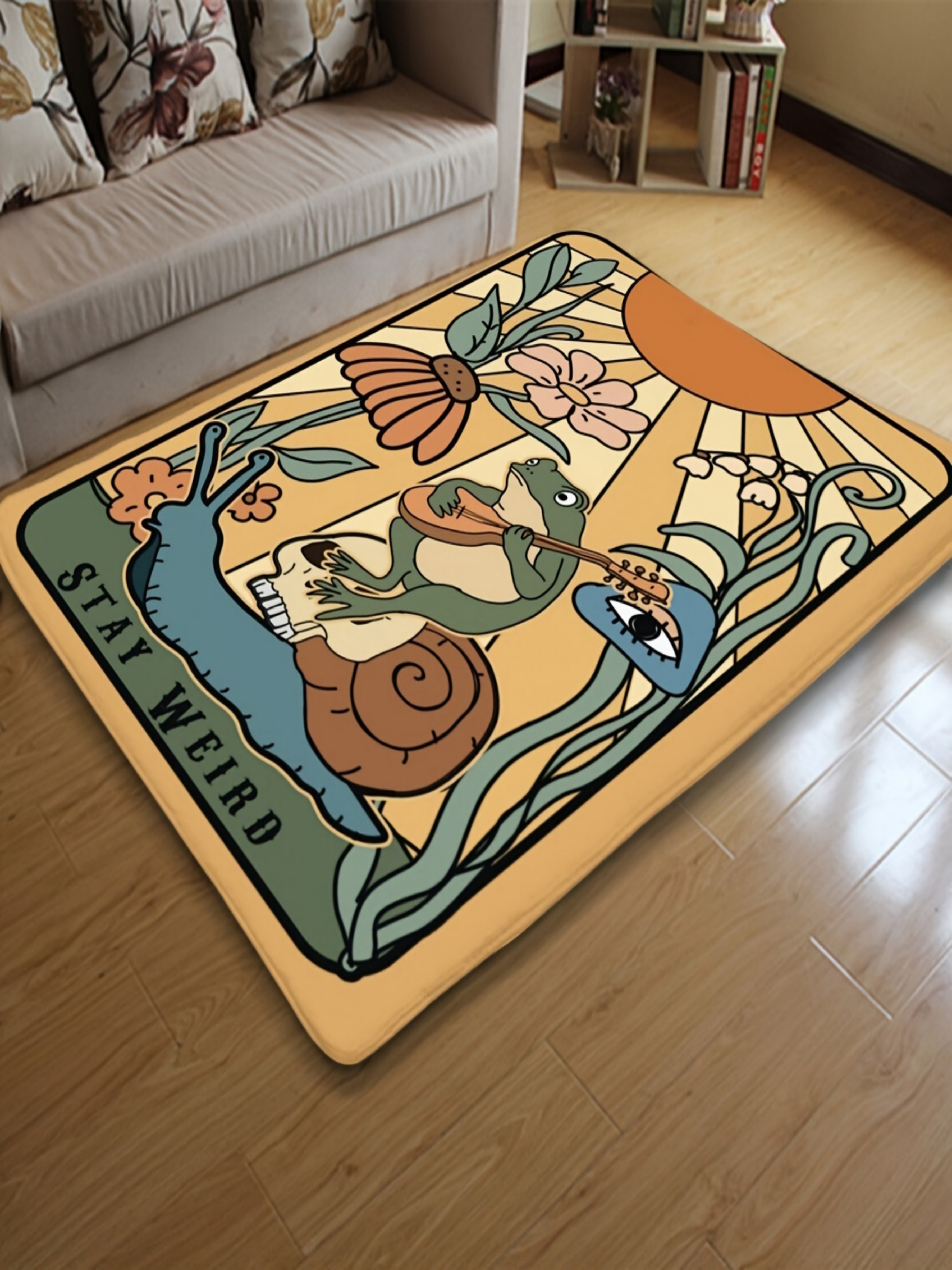 Whimsical Nature-Inspired Microfiber Indoor Flatweave Rug