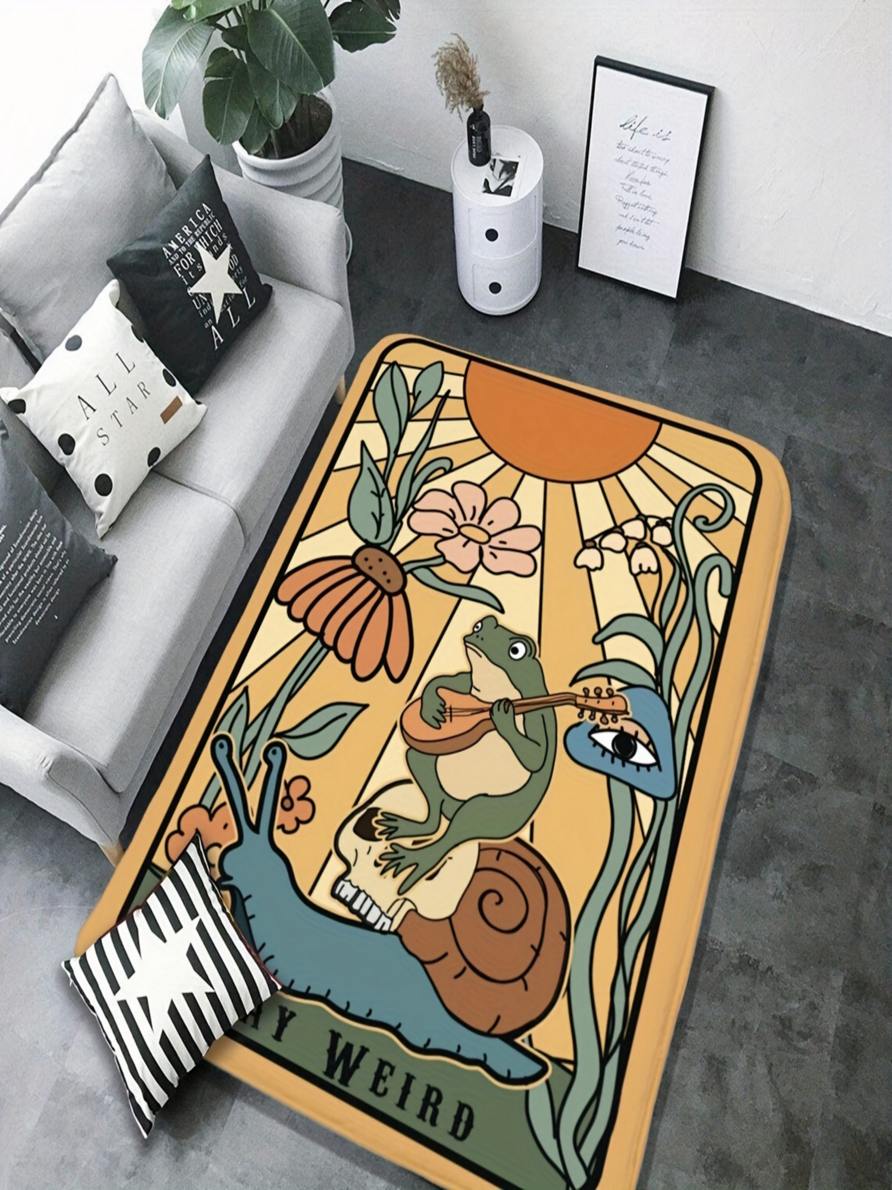 Whimsical Nature-Inspired Microfiber Indoor Flatweave Rug