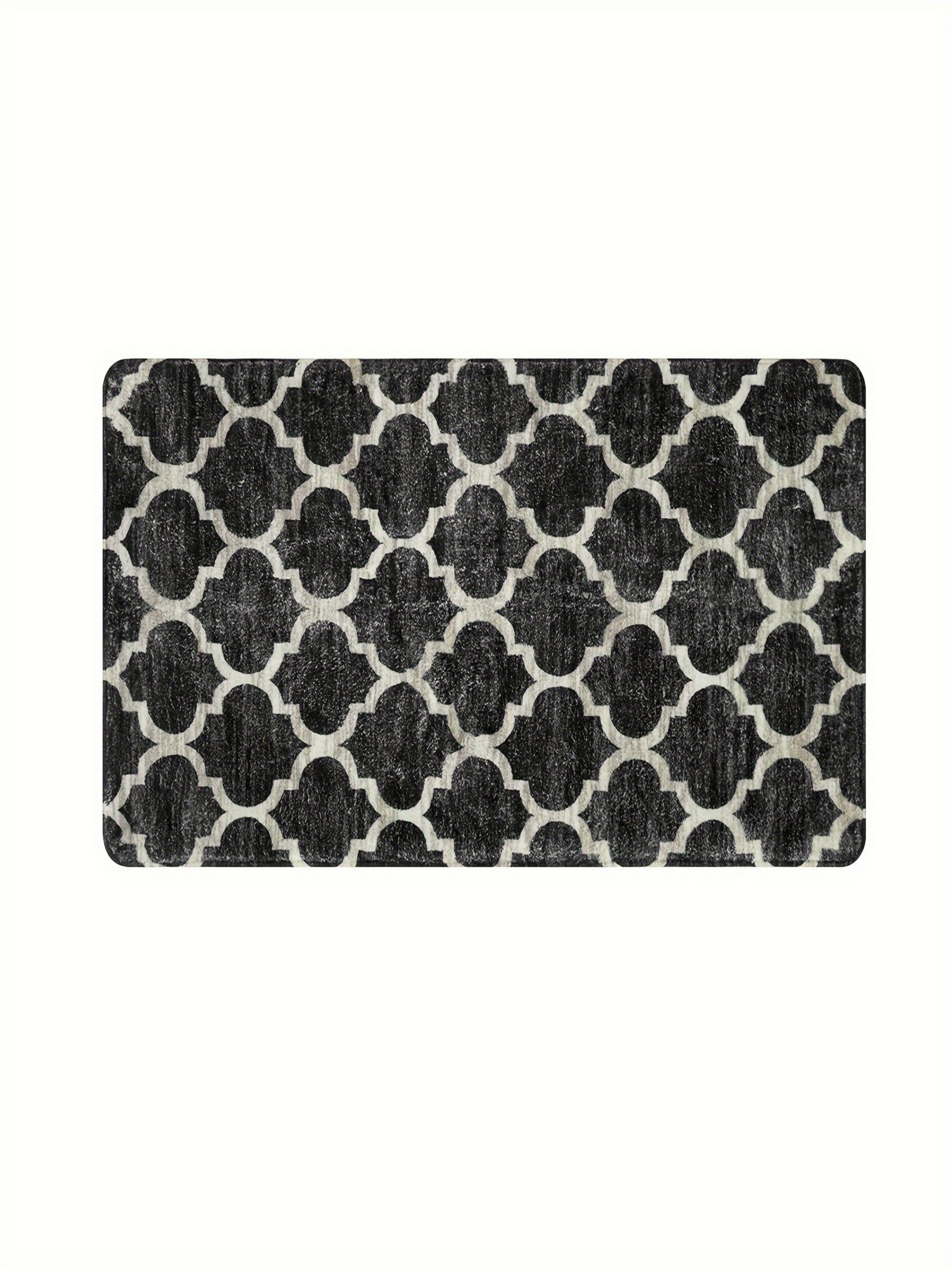 Geometric Black Microfiber Indoor Doormat