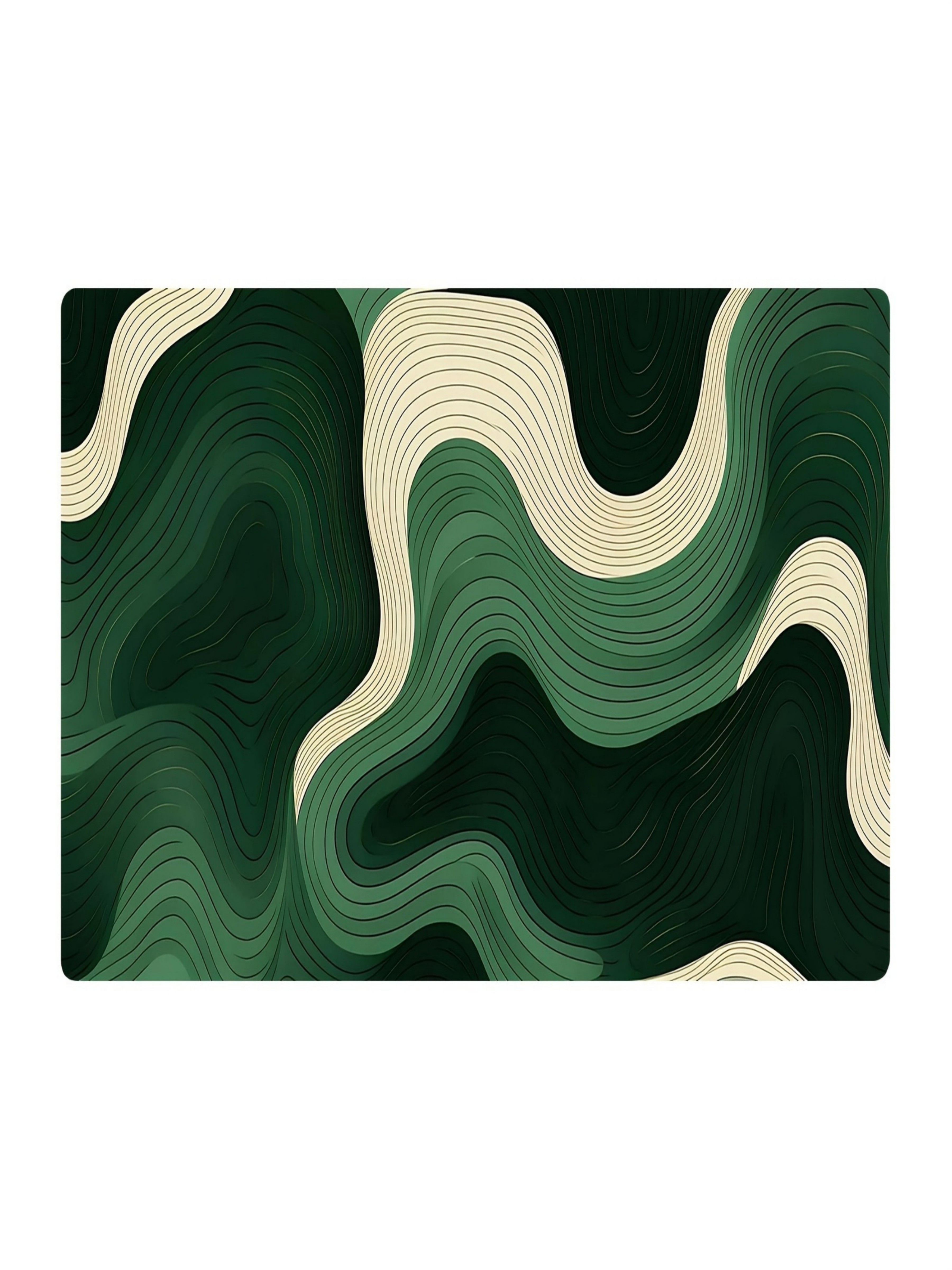 Abstract Green Wavy Microfiber Indoor Flatweave Rug