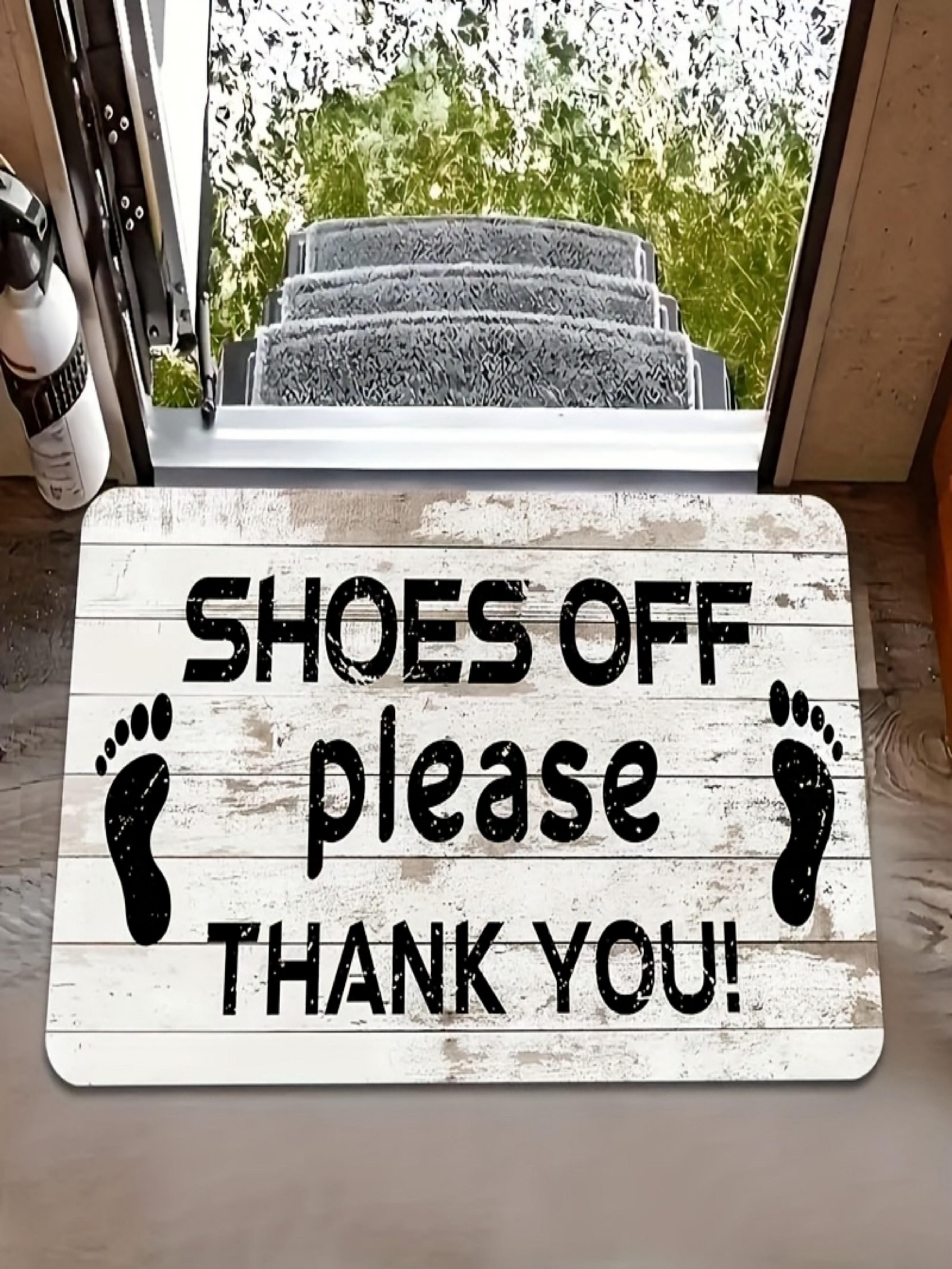 White Microfiber Shoes Off Please Door Mat