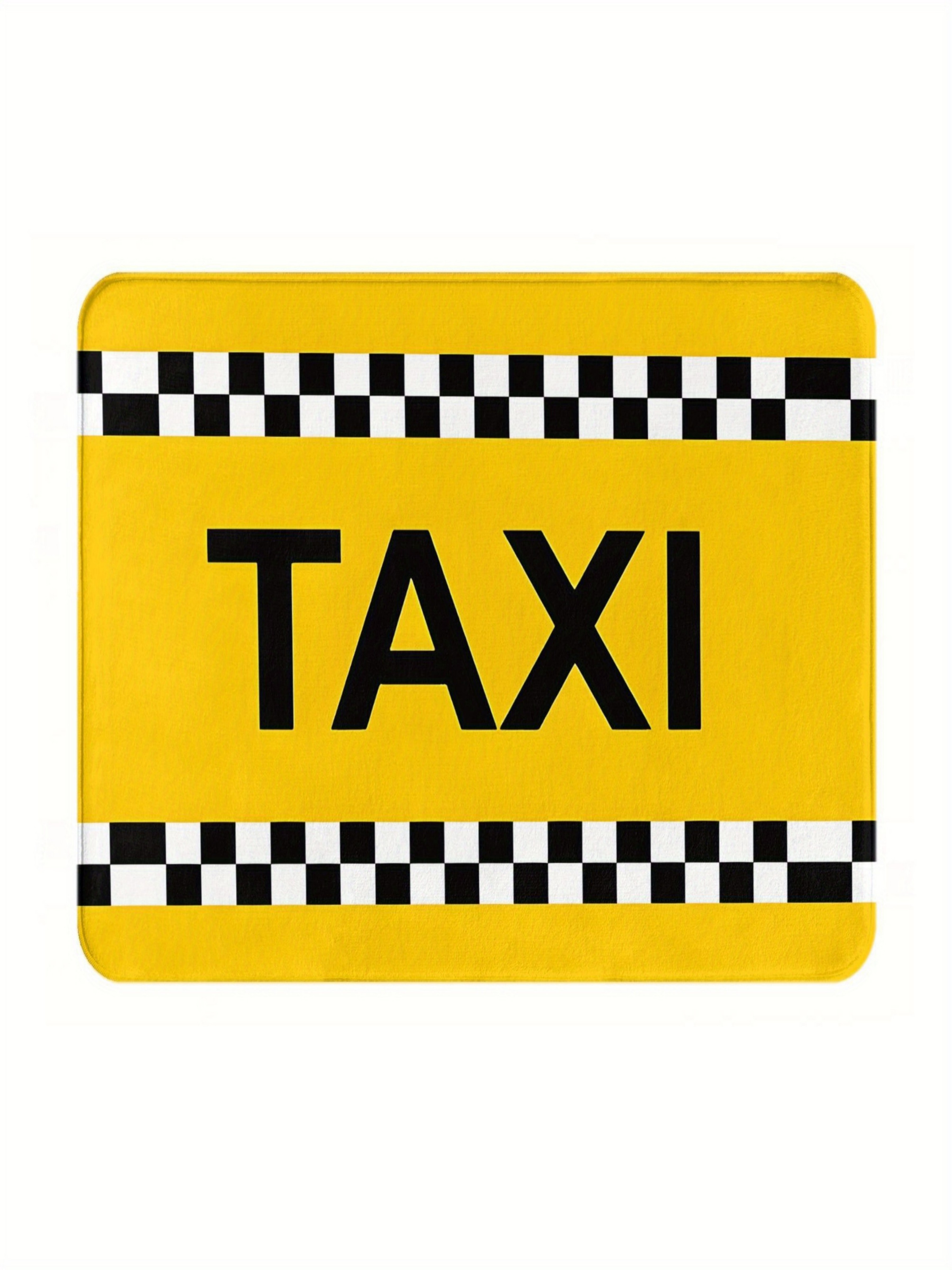 Yellow Taxi Print Indoor Microfiber Flatweave Door Mat