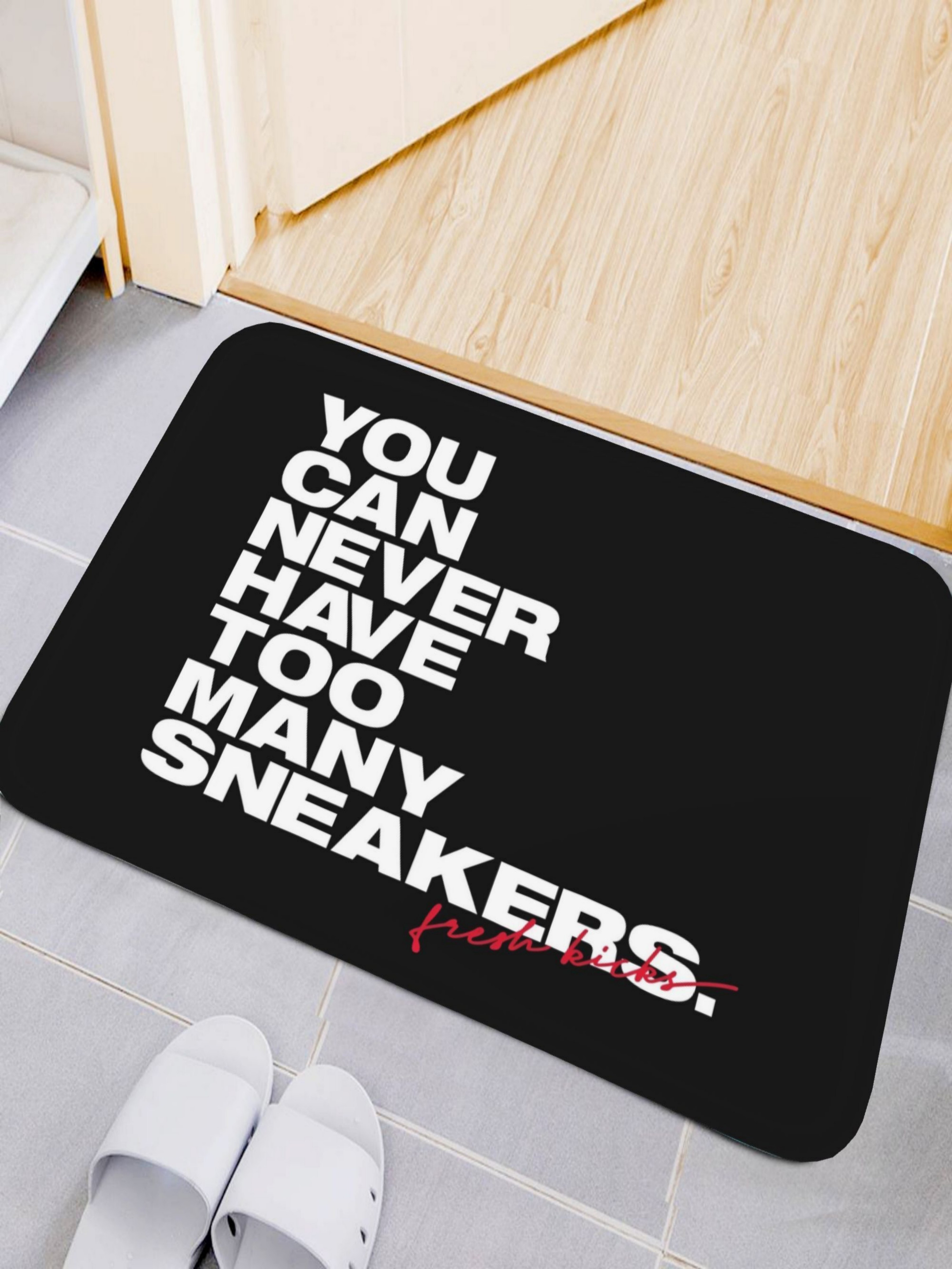 Funny Quote Black Microfiber Indoor Doormat