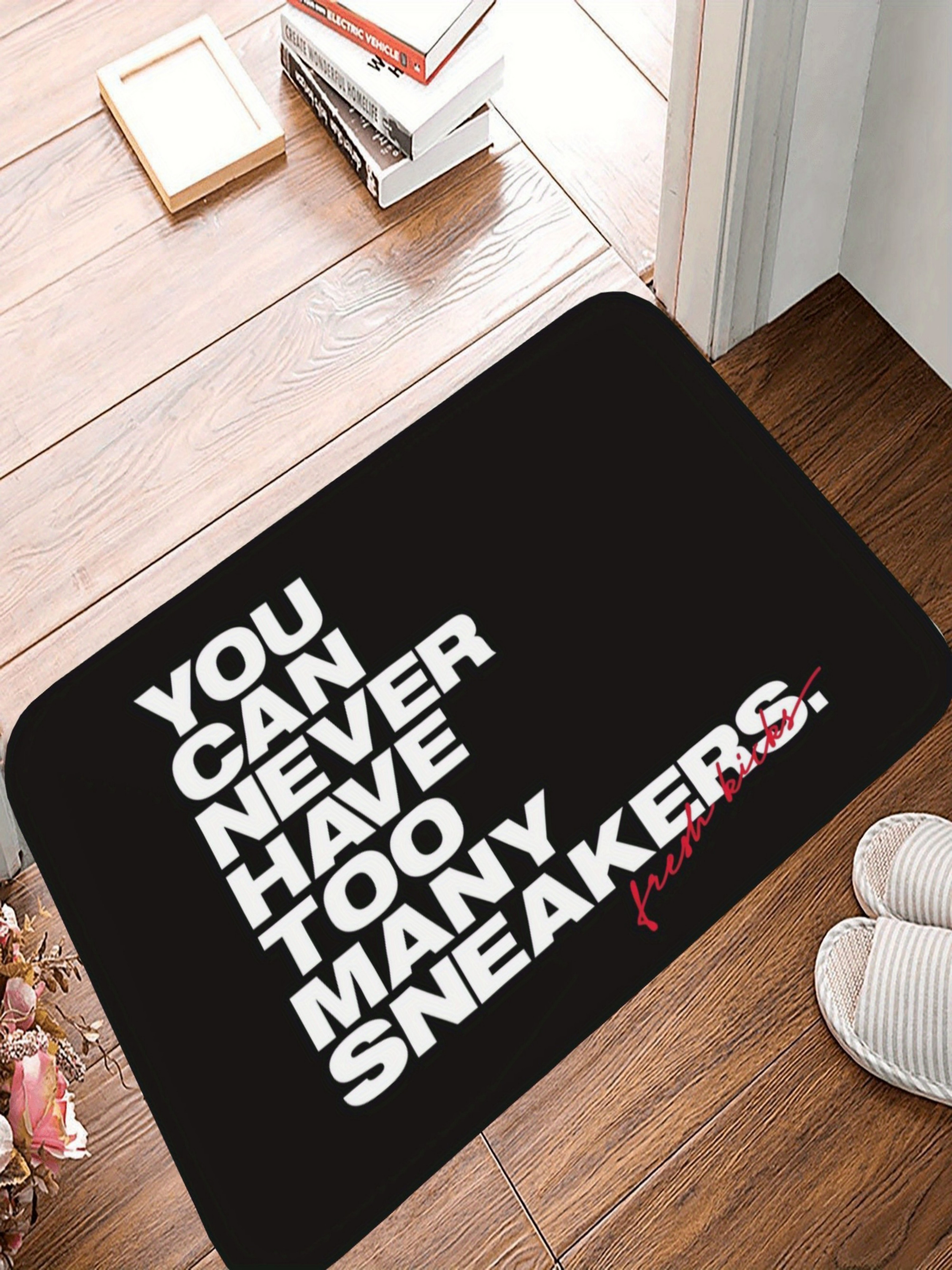 Funny Quote Black Microfiber Indoor Doormat