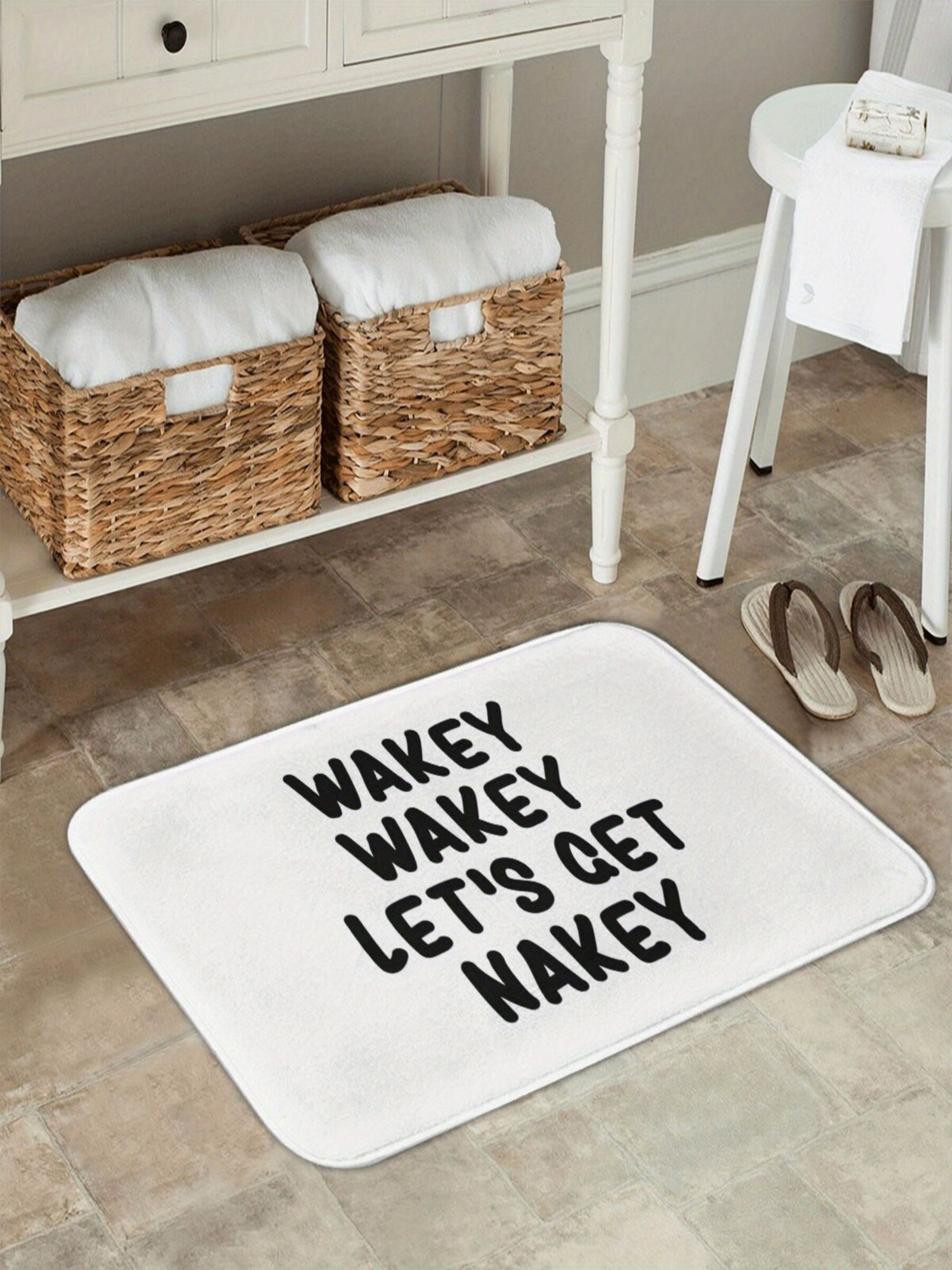 Playful Text-Print Microfiber Indoor Door Mat 