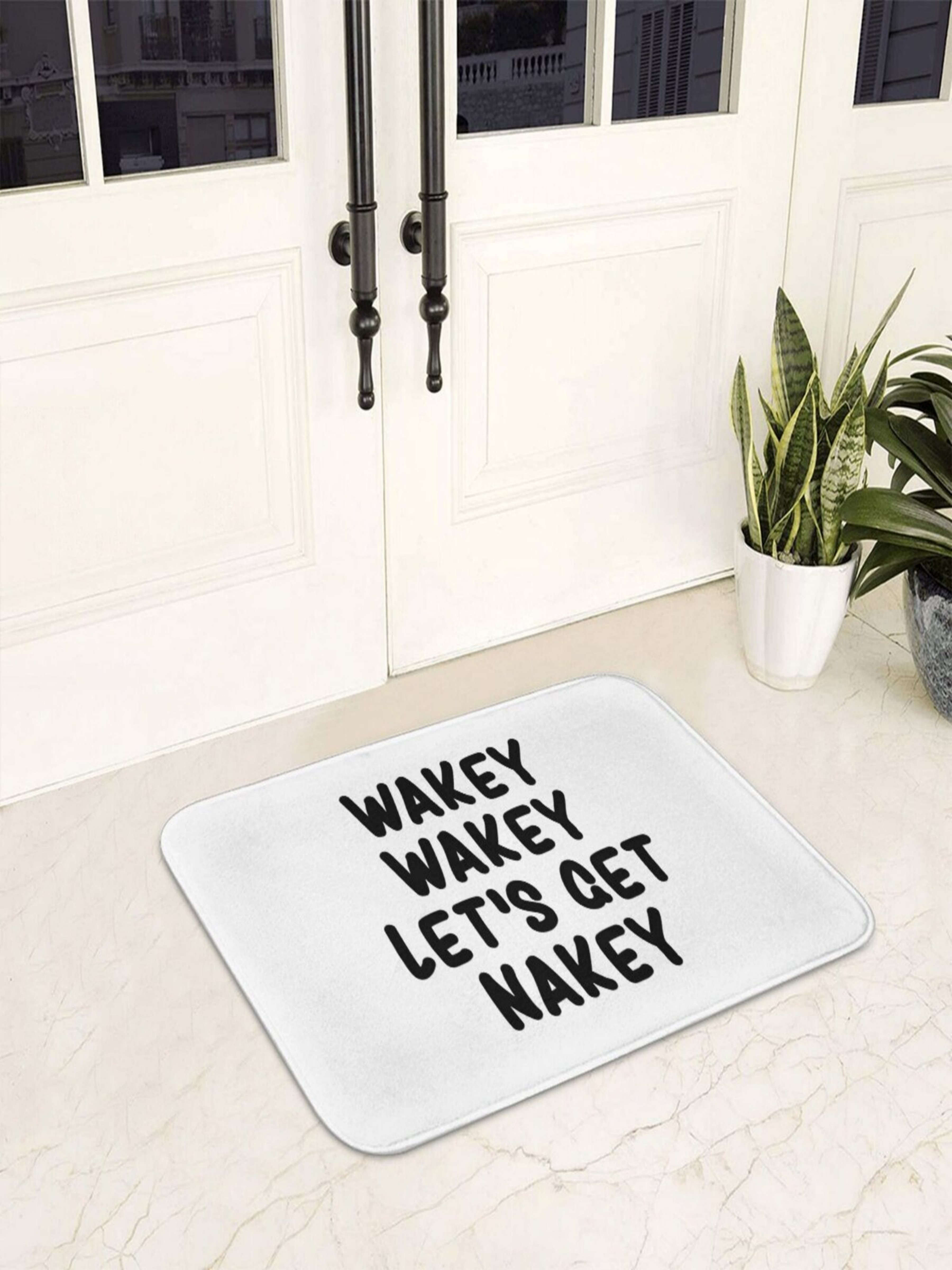 Playful Text-Print Microfiber Indoor Door Mat 