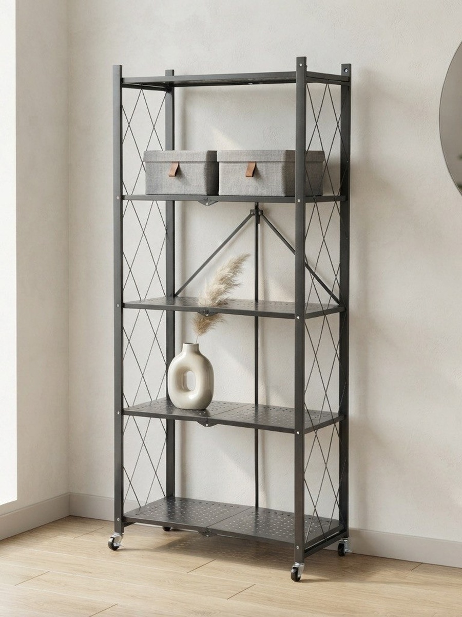 Oxford 5-Tier Foldable Storage Rack - 70x34x163 cm