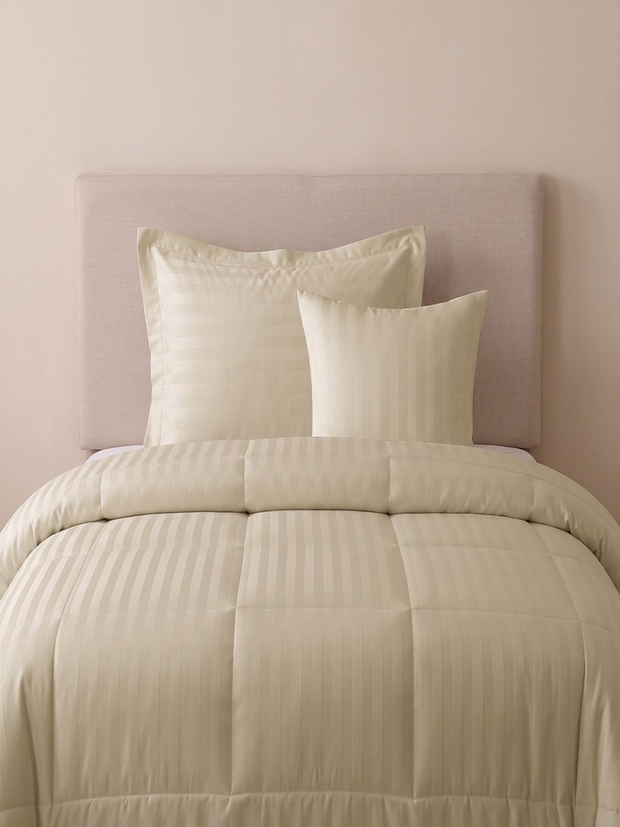 Stannford 3-Piece Hotel Satin Stripe Microfiber Twin Comforter Set - 160x220 cm