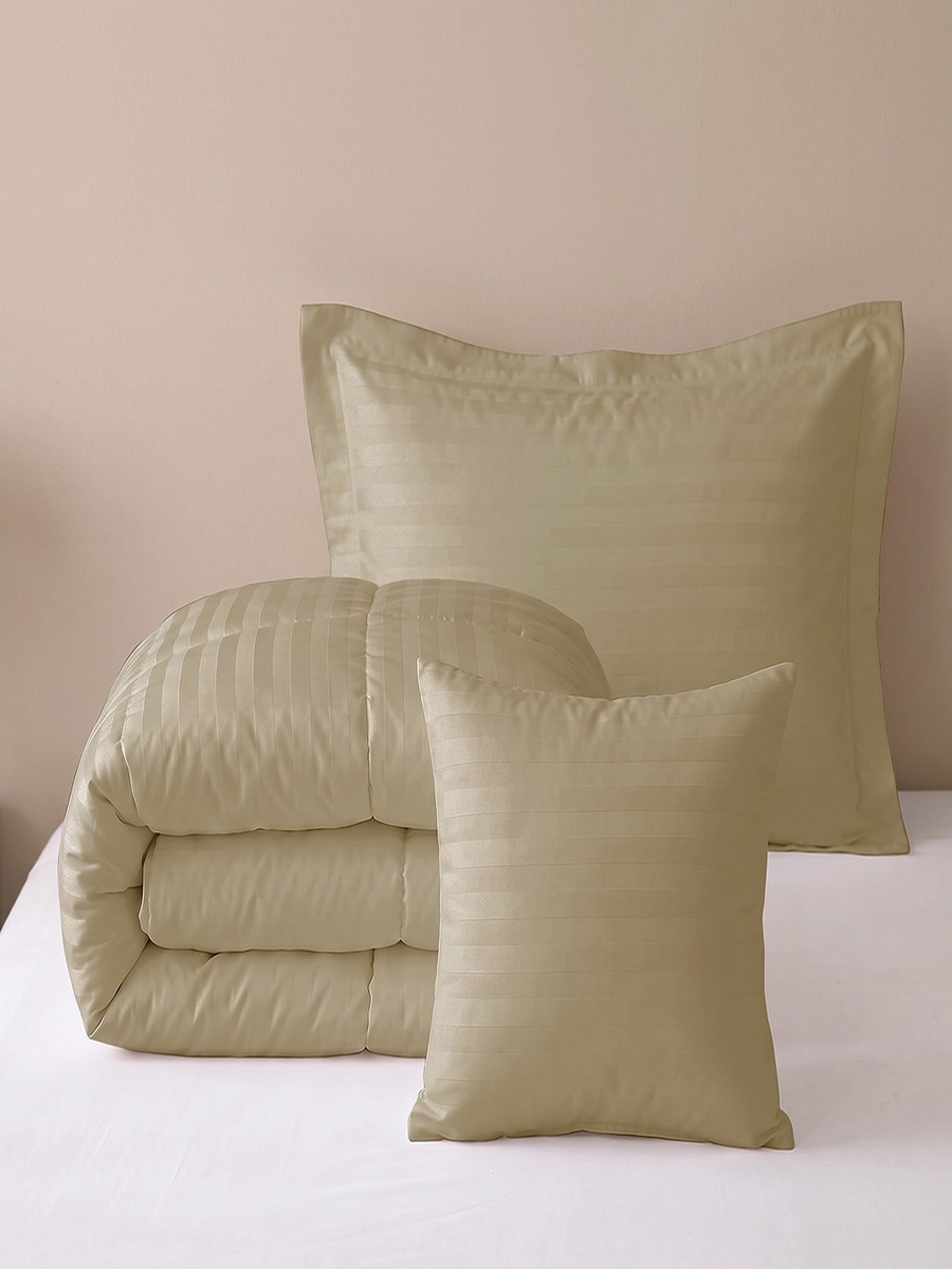 Stannford 3-Piece Hotel Satin Stripe Microfiber Twin Comforter Set - 160x220 cm
