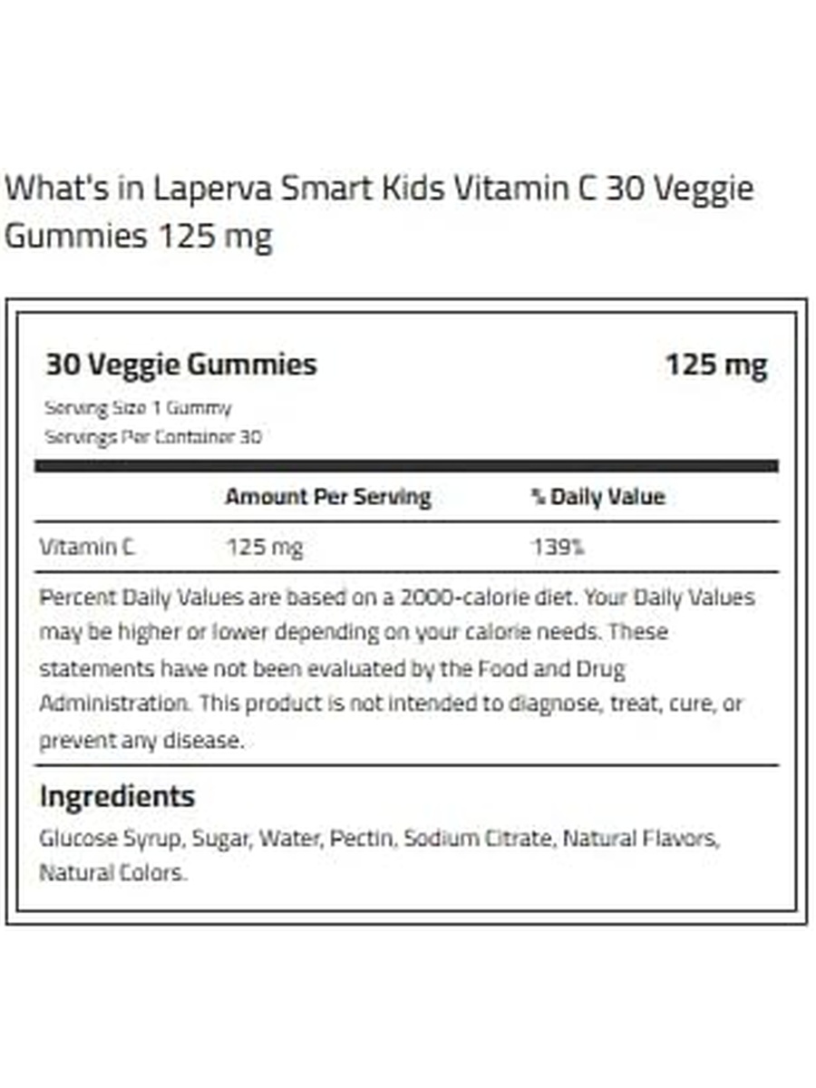 Smart Kids Vitamin C Gummies 125 Mg | Immune Support, Bone Growth, Iron Absorption And Cognitive Health | Gluten-Free |30 Gummies