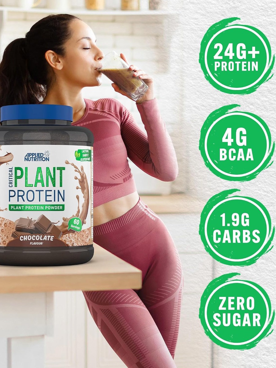 Critical Plant Vegan Protein Powder With Soy, Peas And Rice Proteins And Essential Amino Acids Protein Shake | Chocolate | Anti-Aging Support | Protein | 60 Servings