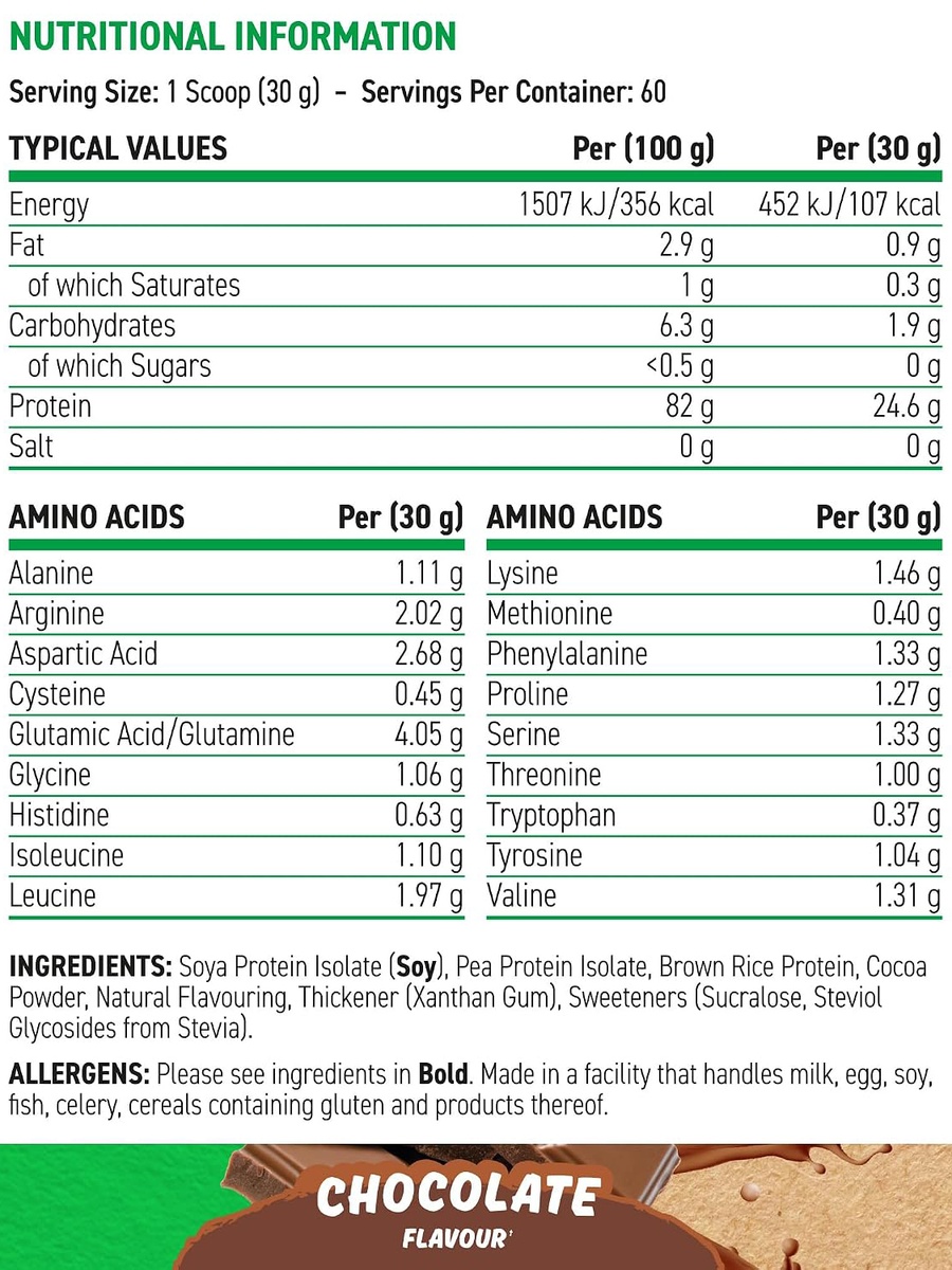 Critical Plant Vegan Protein Powder With Soy, Peas And Rice Proteins And Essential Amino Acids Protein Shake | Chocolate | Anti-Aging Support | Protein | 60 Servings