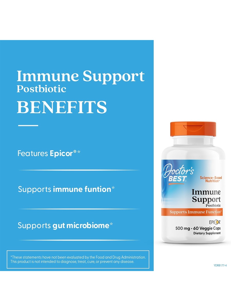 Doctors Best Epicor, Immune Health Defense, Non-Gmo, Vegan, Gluten Free, 500 Mg, 60 Vc (Drb-00177) | Yeast | Energy Management Support | Multivitamin | 60 Servings