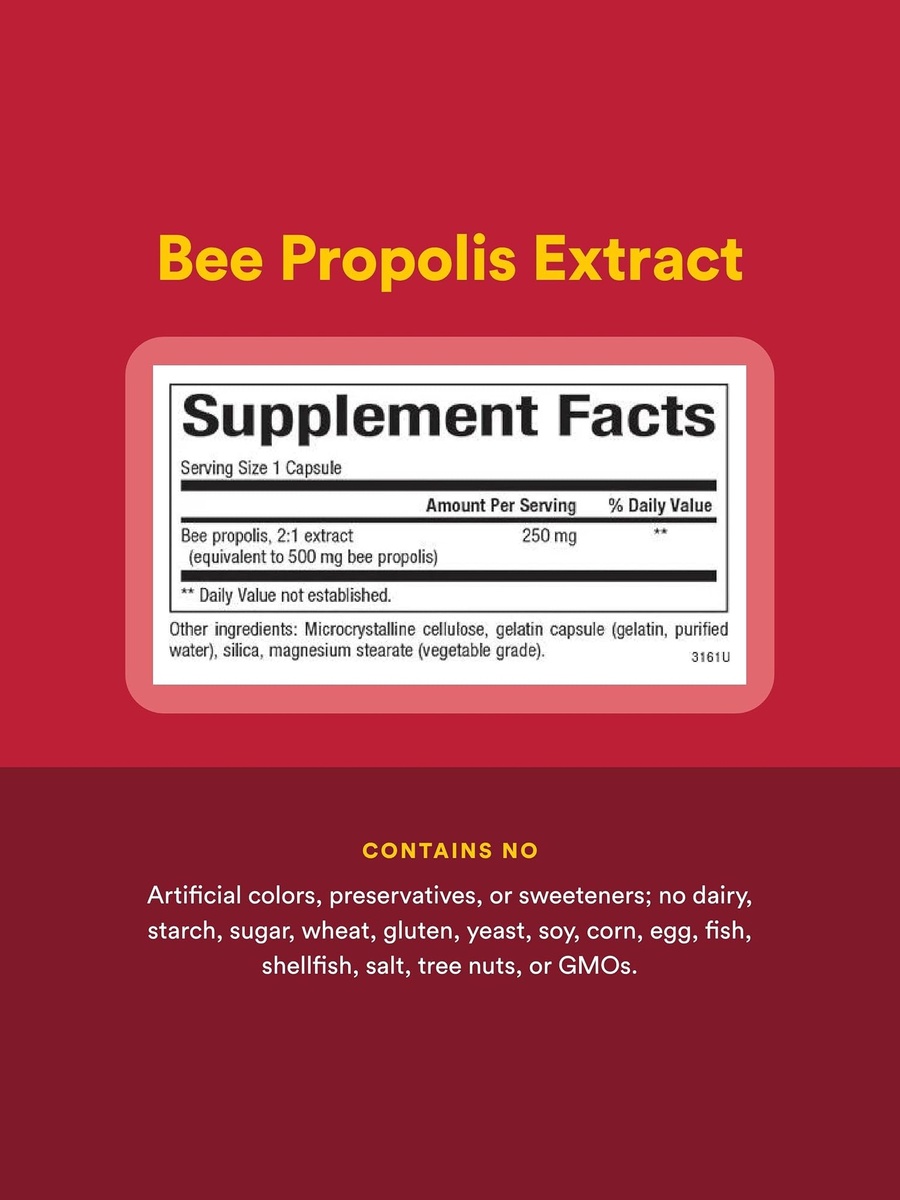 Bee Propolis, 500 Mg | Energy Management Support | Vitamins and Minerals | 90 Capsules