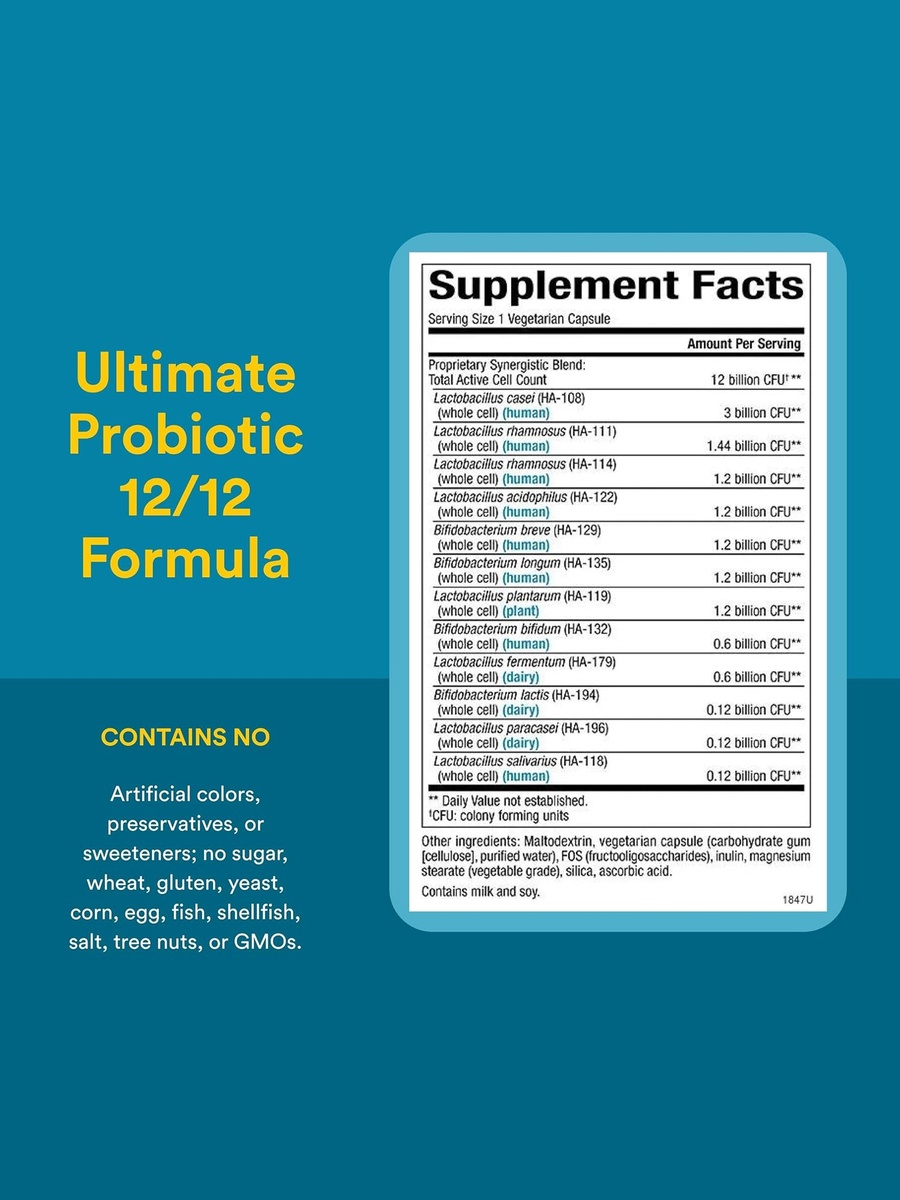Ultimate Multiprobiotic 12 Billion 12-Strain Formula | Immune Support | Probiotic | 120 Capsules