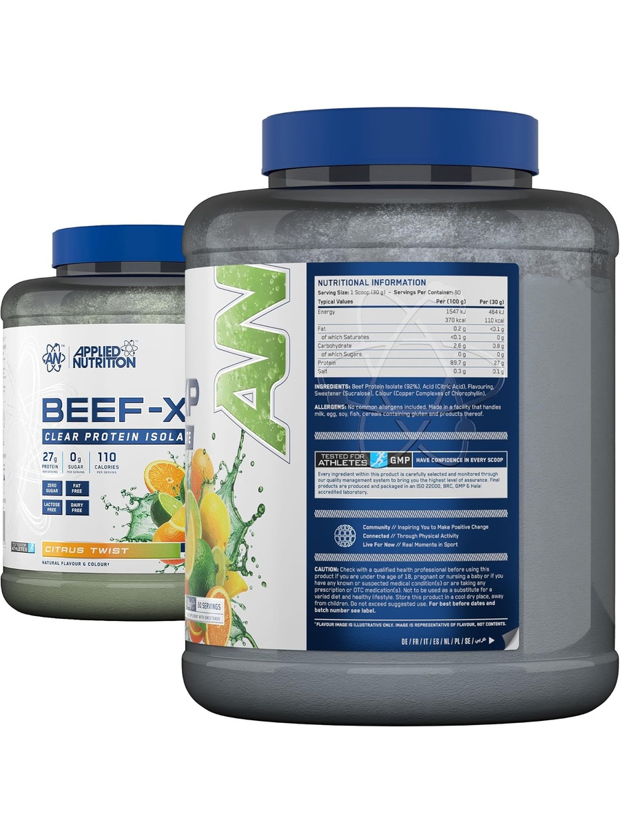 Beef-XP Clear Hydrolysed Protein Isolate Powder | Citrus Twist, 1.8 kg | Dairy Free,  Lactose Free, Zero Sugar | Lactation Support, Muscle Growth | 27 g Protein | 60 Servings