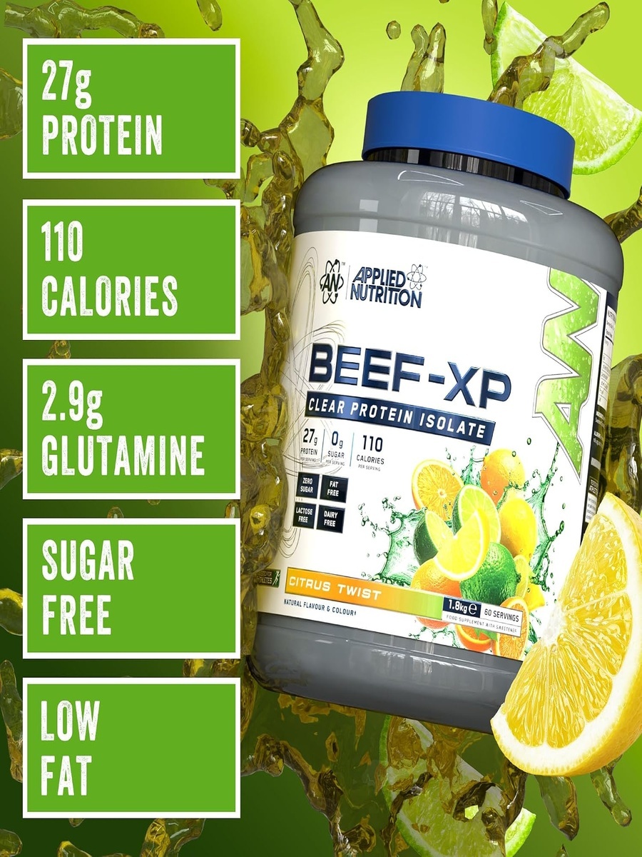 Beef-XP Clear Hydrolysed Protein Isolate Powder | Citrus Twist, 1.8 kg | Dairy Free,  Lactose Free, Zero Sugar | Lactation Support, Muscle Growth | 27 g Protein | 60 Servings