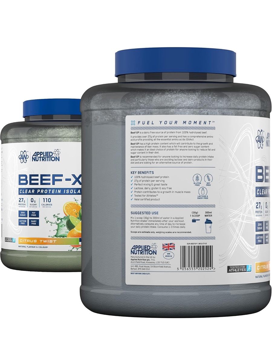 Beef-XP Clear Hydrolysed Protein Isolate Powder | Citrus Twist, 1.8 kg | Dairy Free,  Lactose Free, Zero Sugar | Lactation Support, Muscle Growth | 27 g Protein | 60 Servings