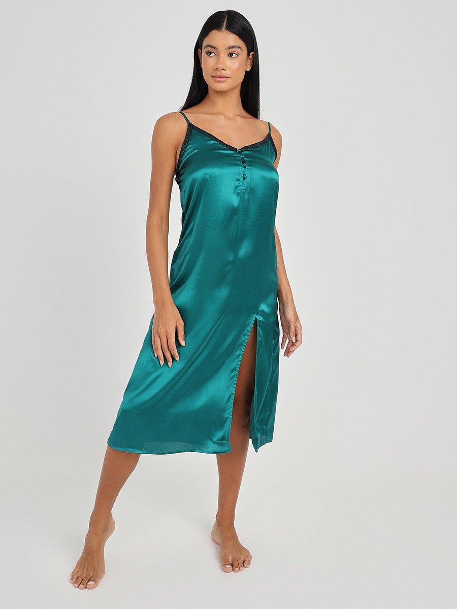 knee length dresses for ladies Uma Lace Satin Cami