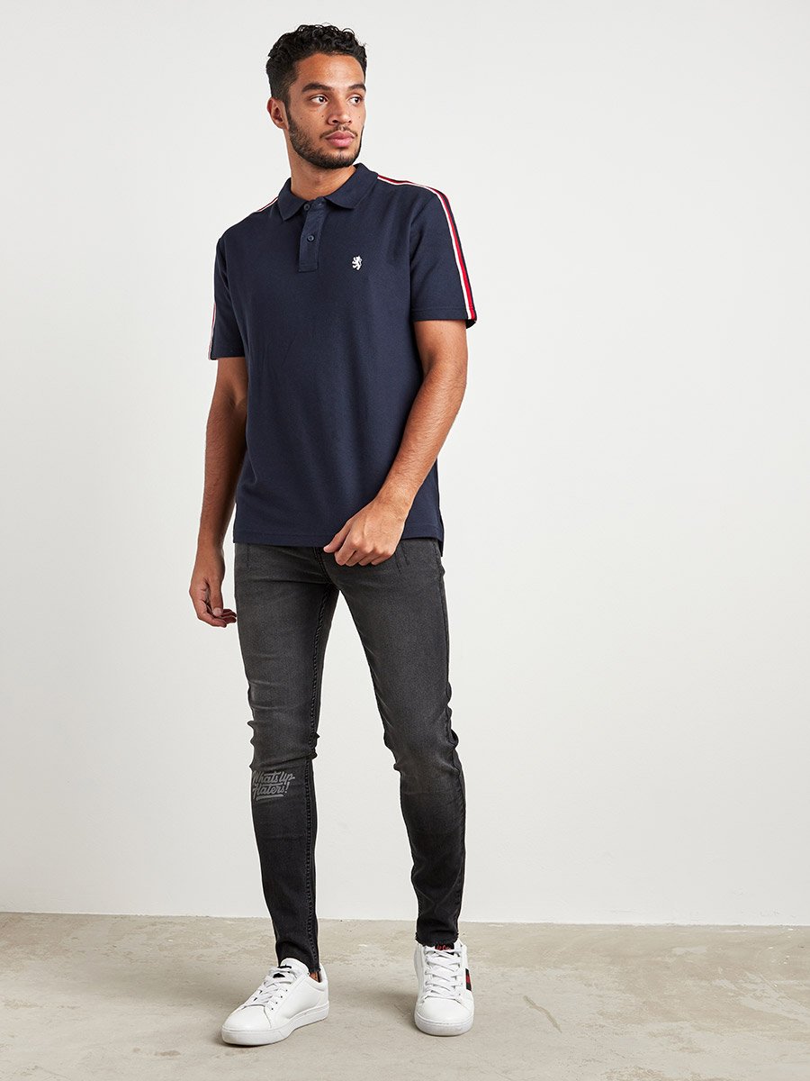 Printed Jeans with Frayed Hem