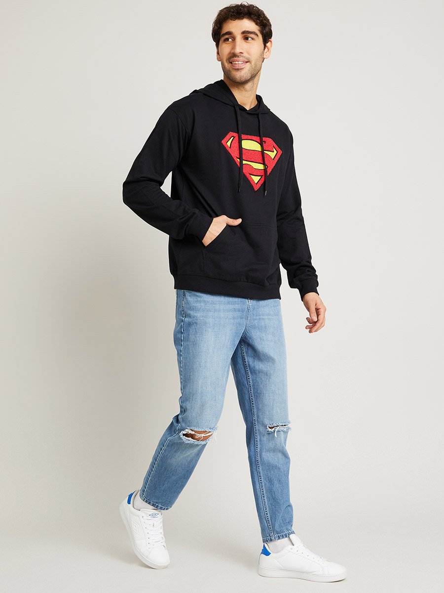 Superman Embroidered Detail Hoodie with Front Pocket 