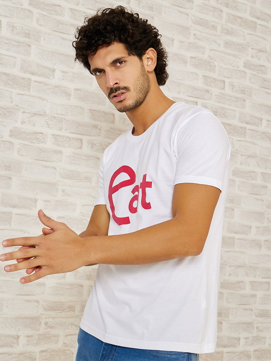 Pack of 2 - Slogan Print Regular Fit T-shirt