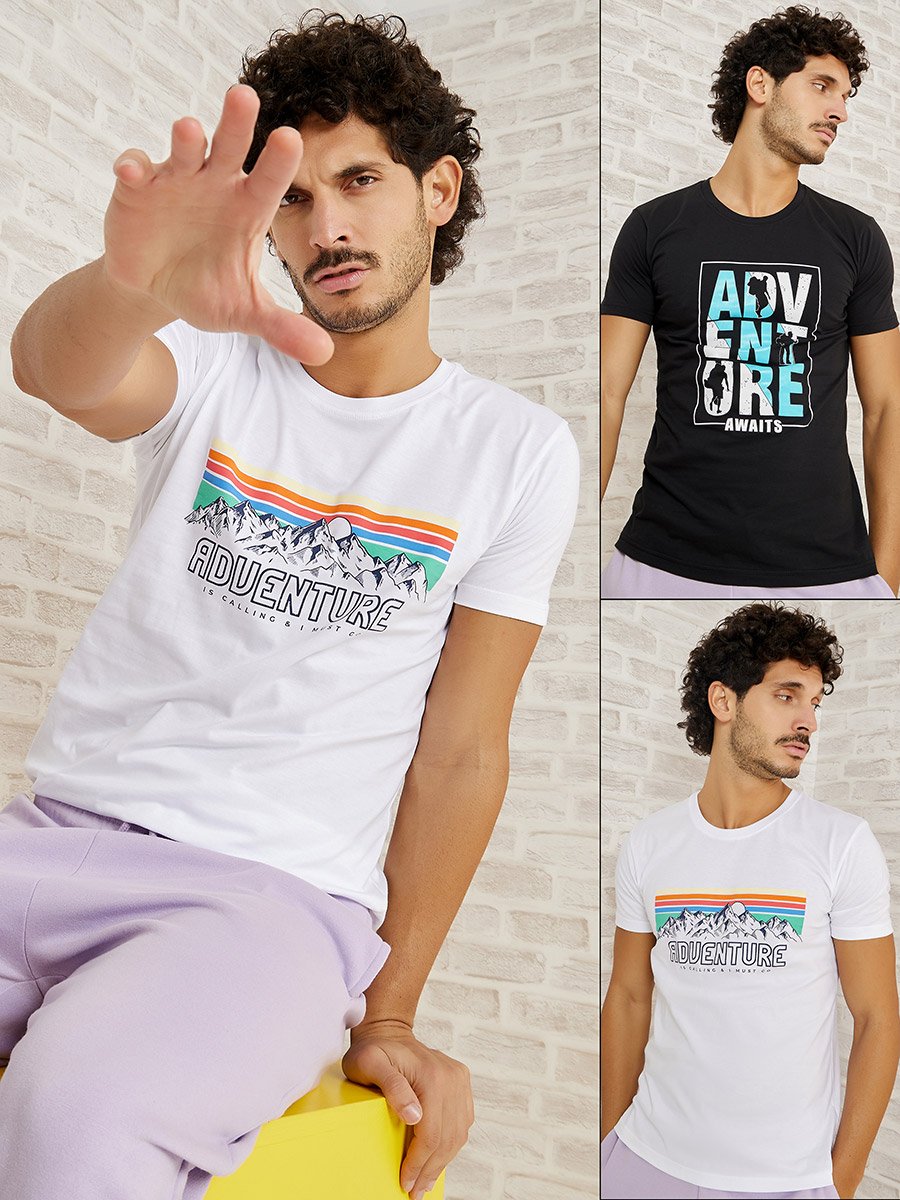 Pack of 2 - Graphic Print Regular Fit T-shirt