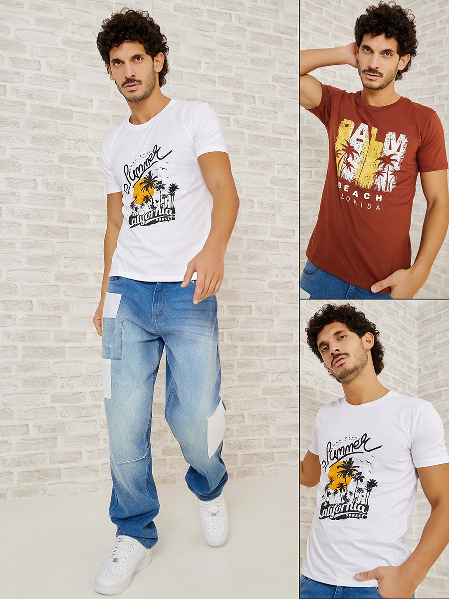 Pack of 2 - Graphic Print Regular Fit T-shirt
