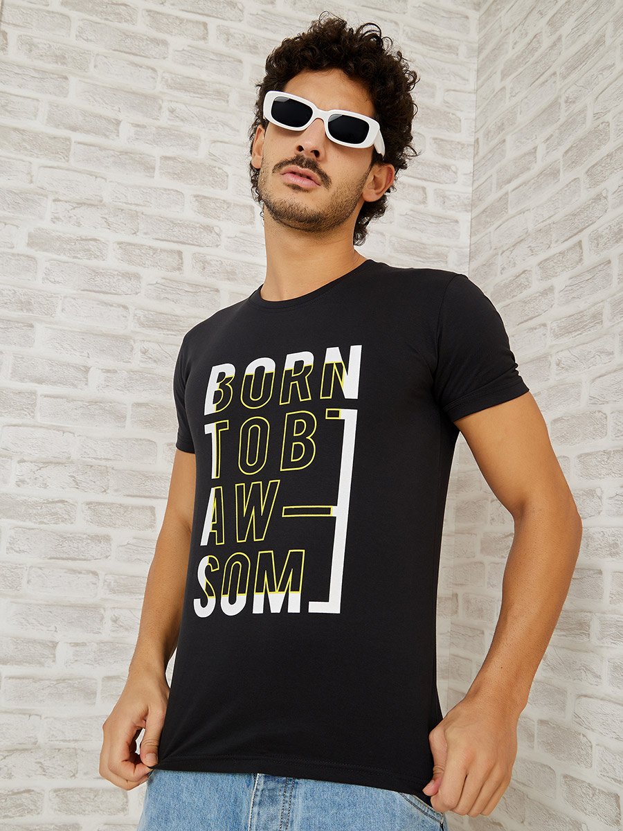 Pack of 2 - Slogan Print Regular Fit T-shirt