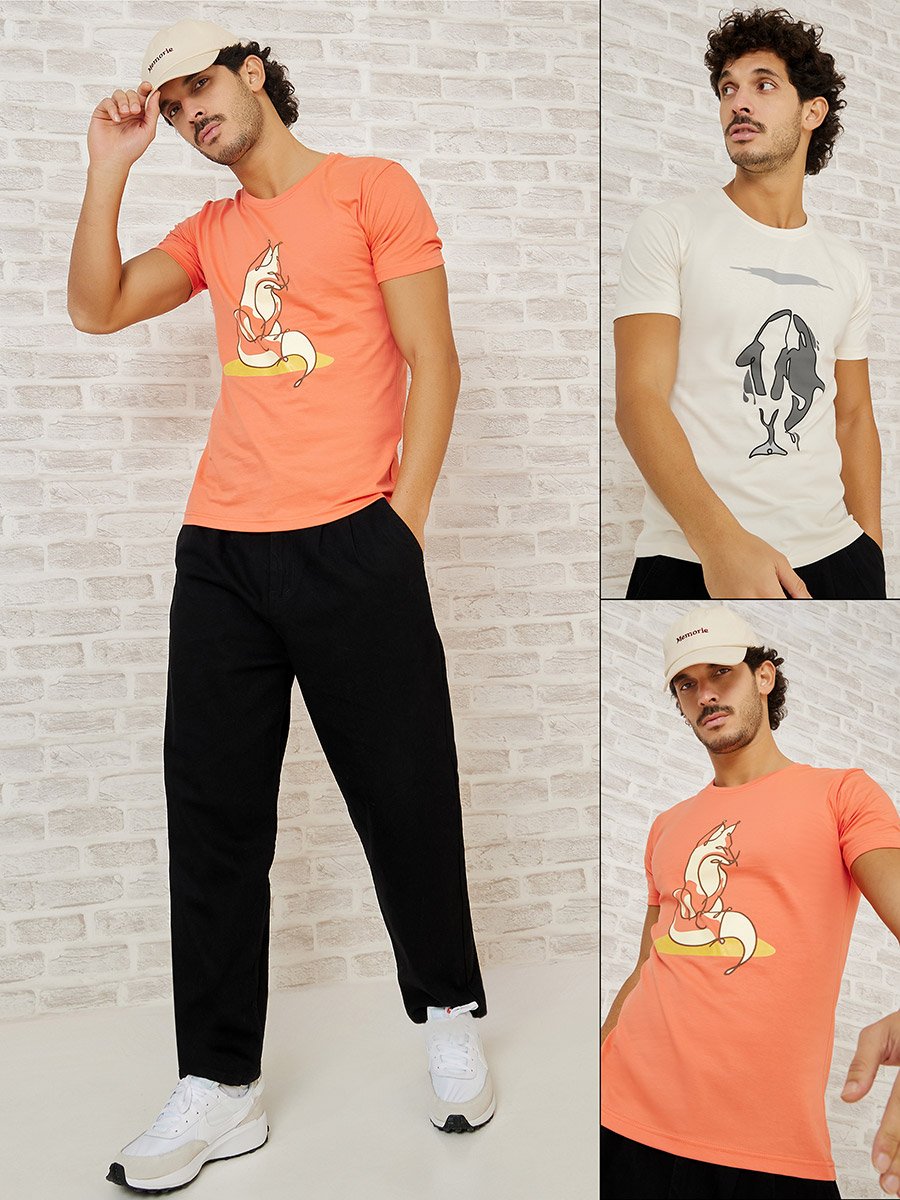 Pack of 2 - Graphic Print Regular Fit T-shirt