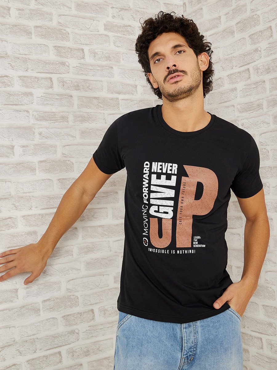 Pack of 2 - Slogan Print Regular Fit T-shirt