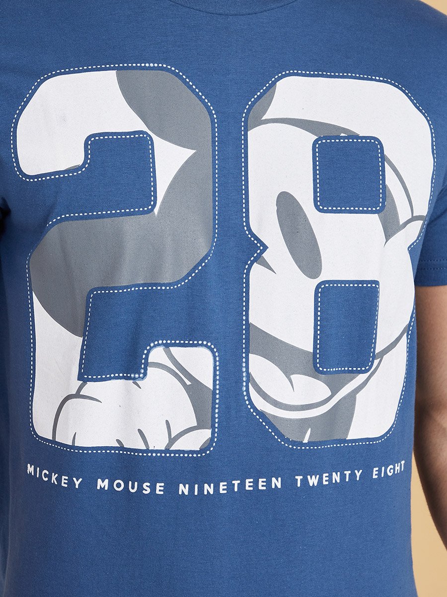 Mickey Graphic Print Round Neck T-shirt and Shorts Set