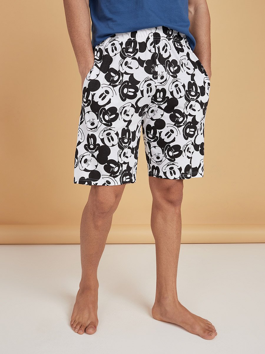 Mickey Graphic Print Round Neck T-shirt and Shorts Set