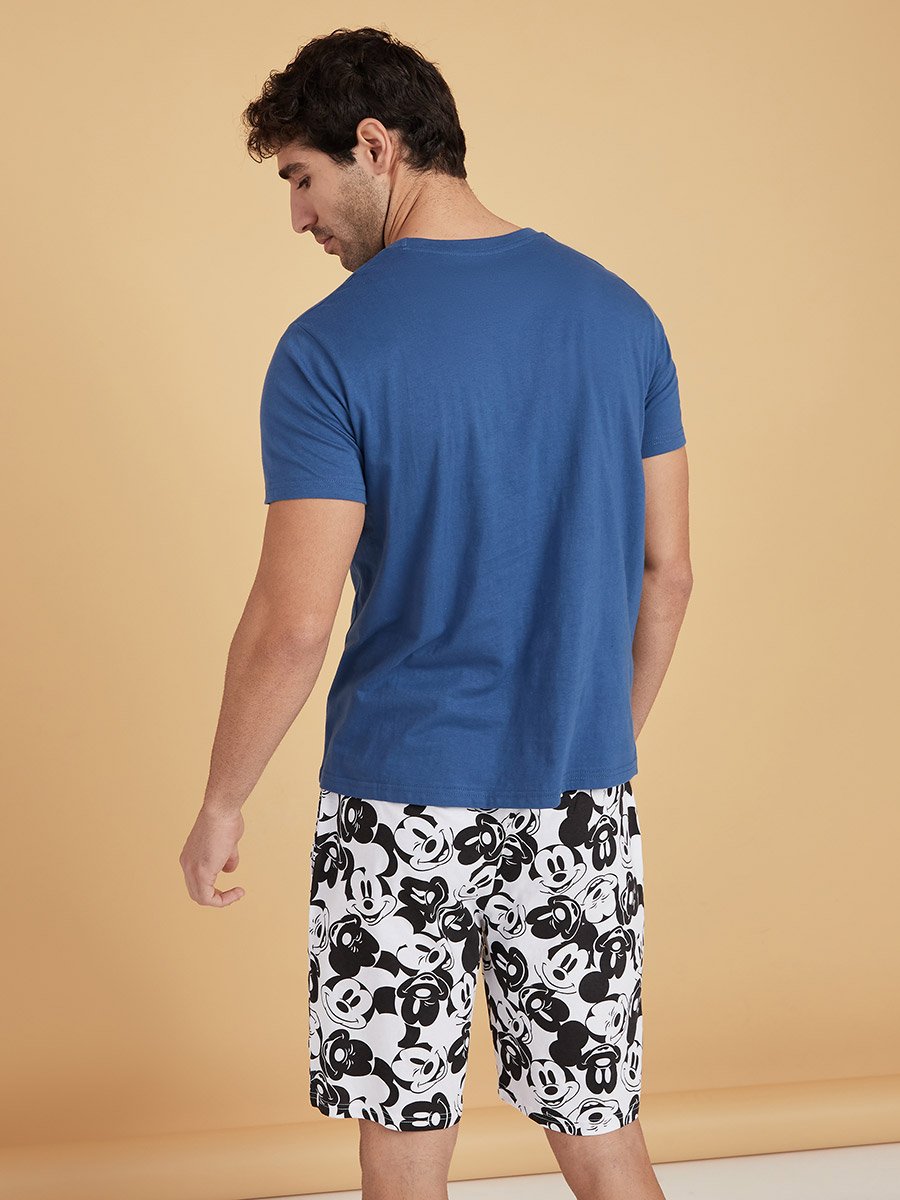 Mickey Graphic Print Round Neck T-shirt and Shorts Set