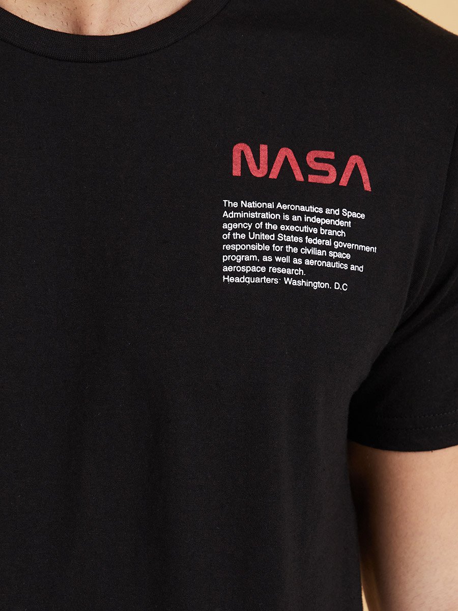 NASA Slogan Print Round Neck T-shirt and Shorts Set