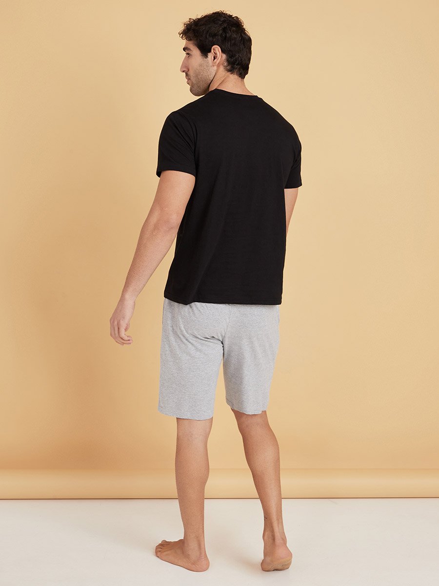 NASA Slogan Print Round Neck T-shirt and Shorts Set